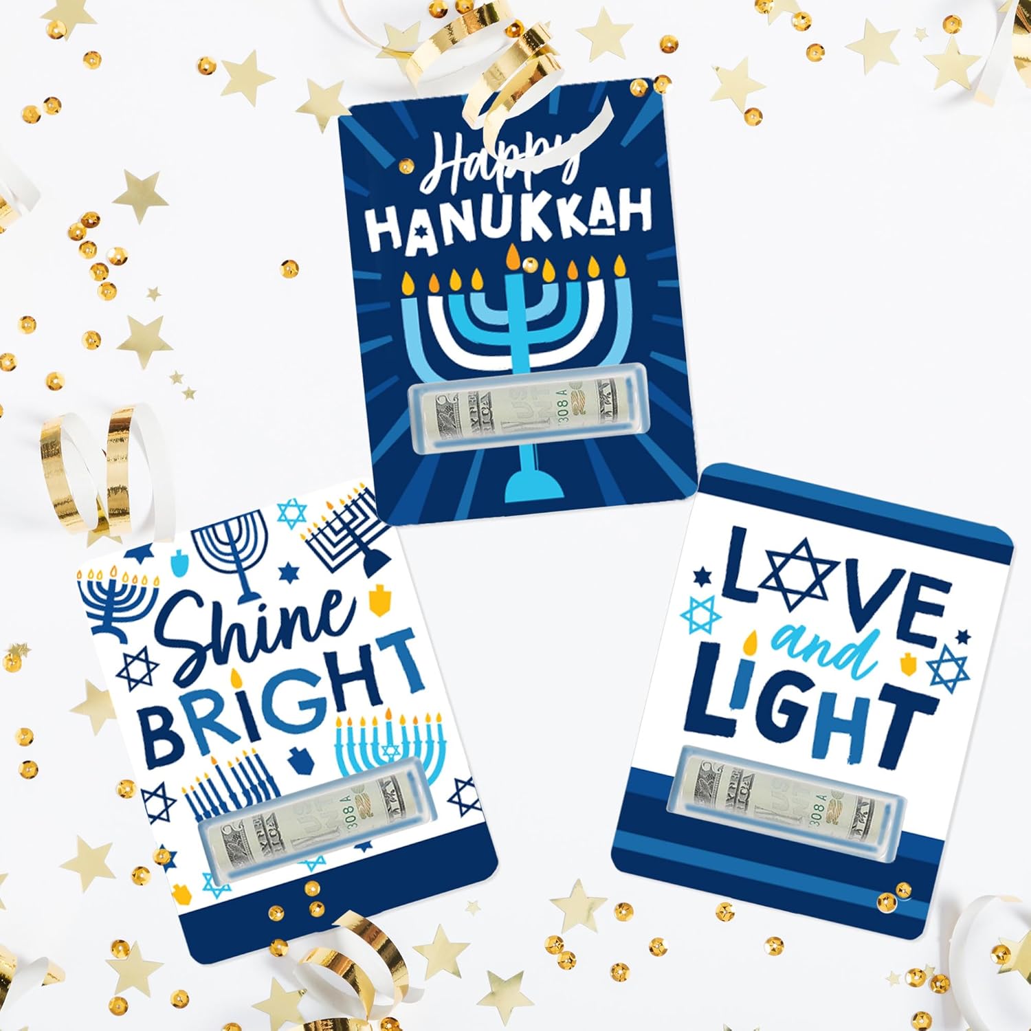 Big Dot of Happiness Hanukkah Menorah Money Holder Gift Set of 6
