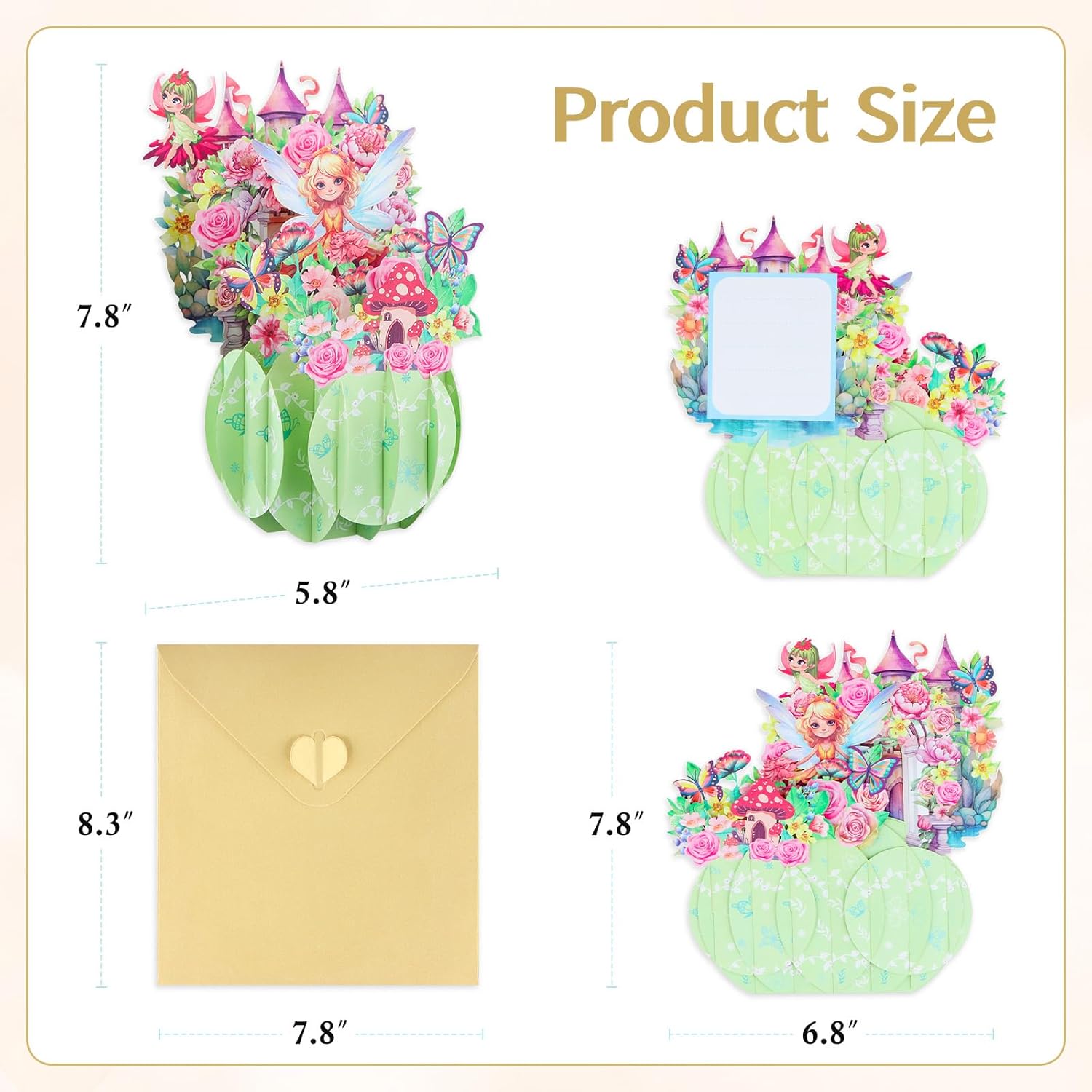 FaCraft Fairy Birthday Card Handmade Pop Up Gift with Envelope