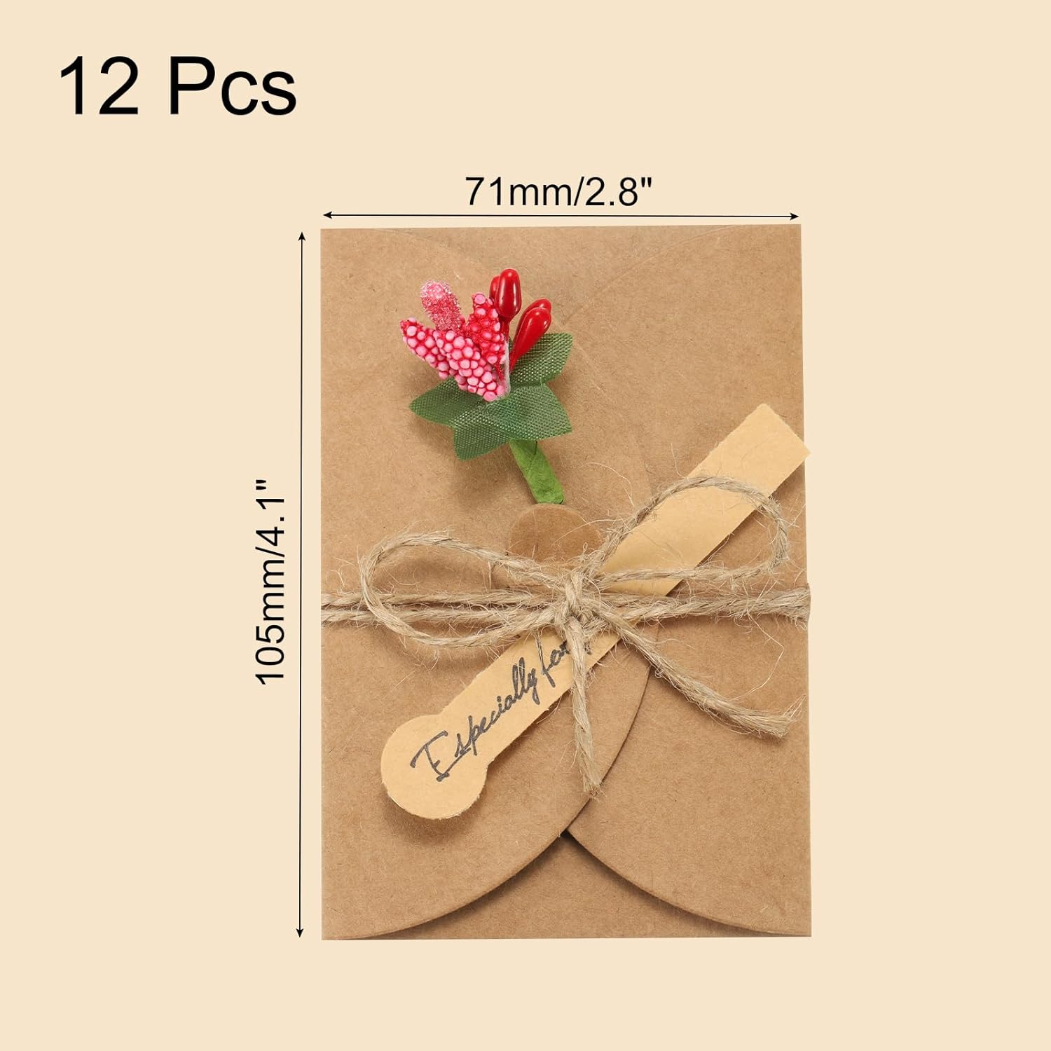 PATIKIL 4x3 Inch Dried Flowers Greeting Cards 12 Pack