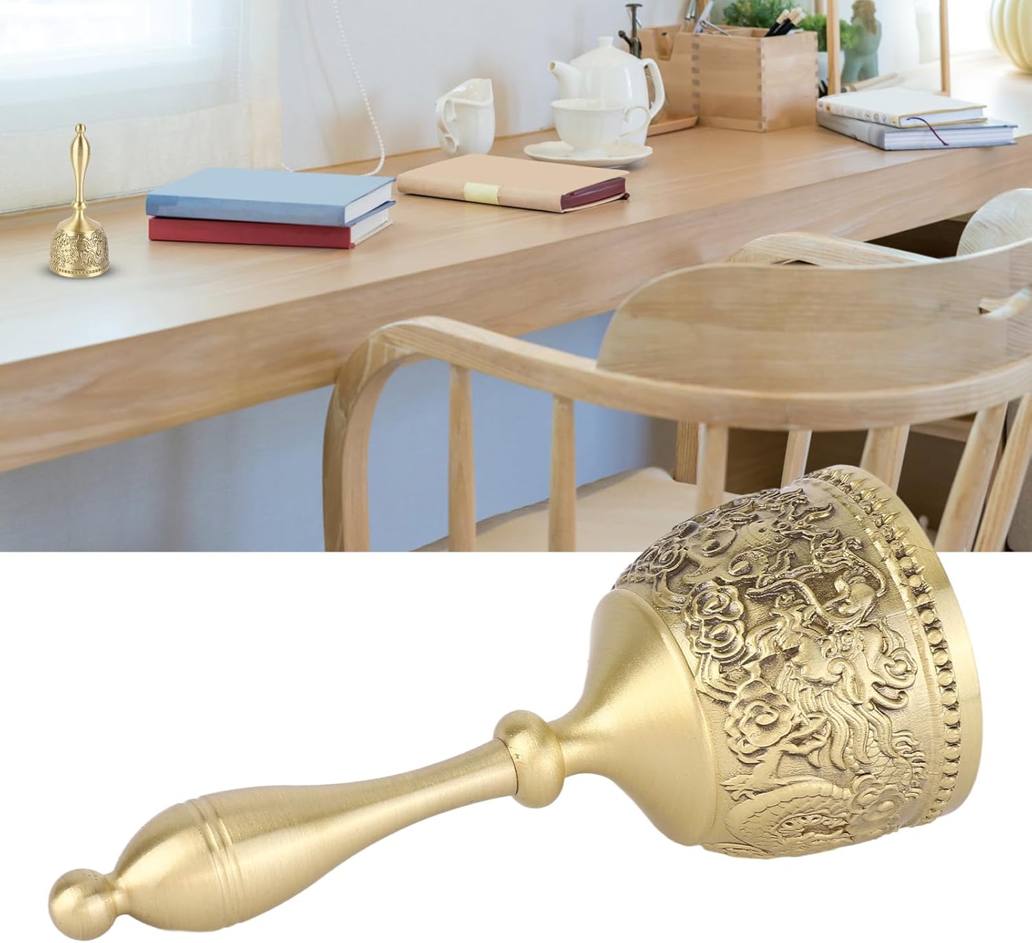 EBTOOLS Exquisite Engraved Brass Wedding Bell Call Bell Decorative Bell