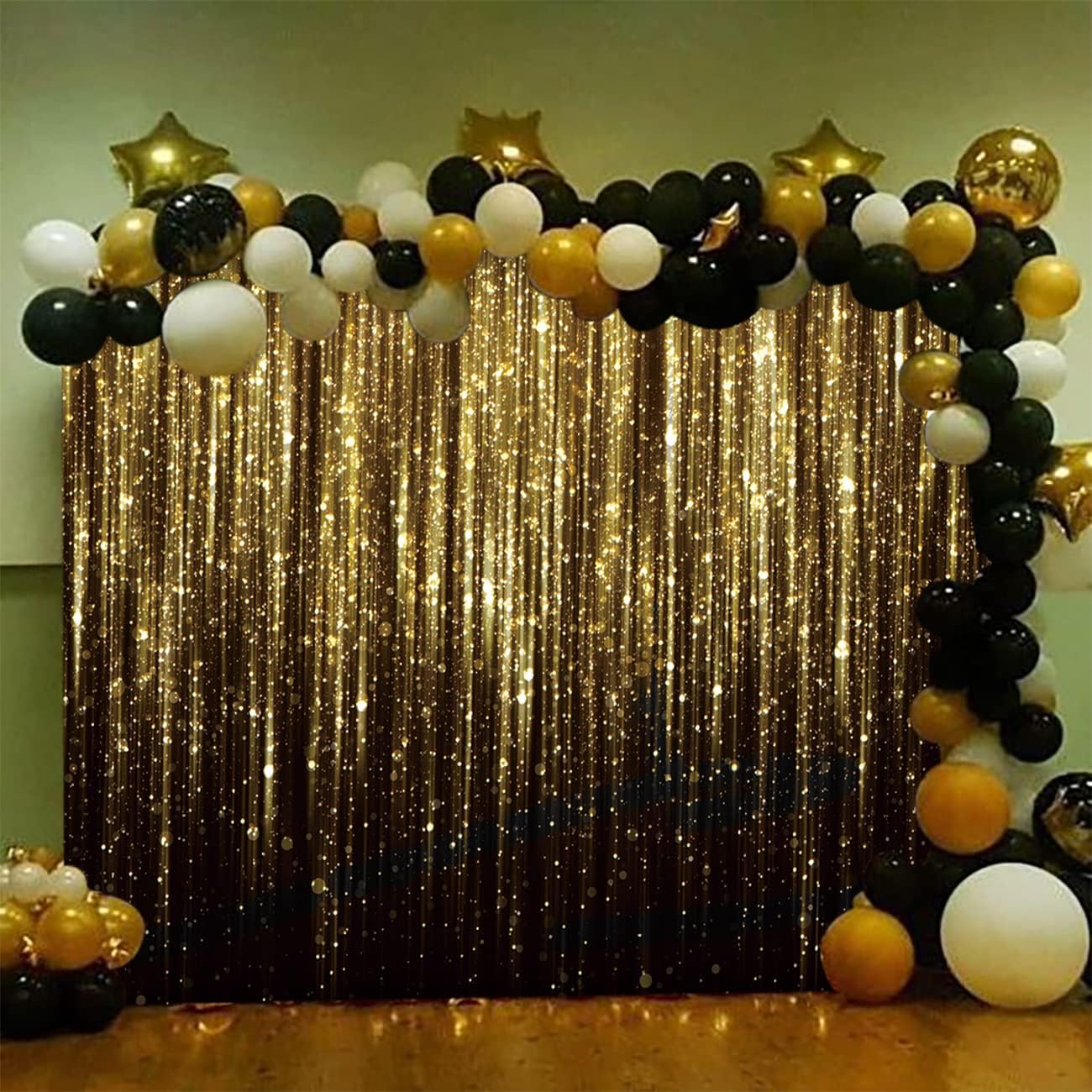 Black Gold Photo Backdrop for Birthday Parties 7x5ft