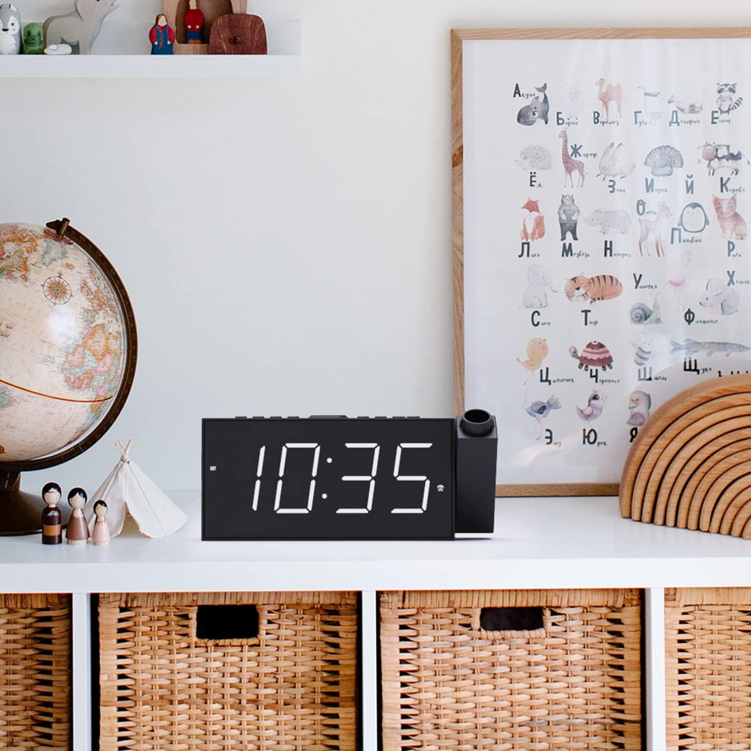 Mesqool Projection Alarm Clock with FM Radio and Dual Alarms