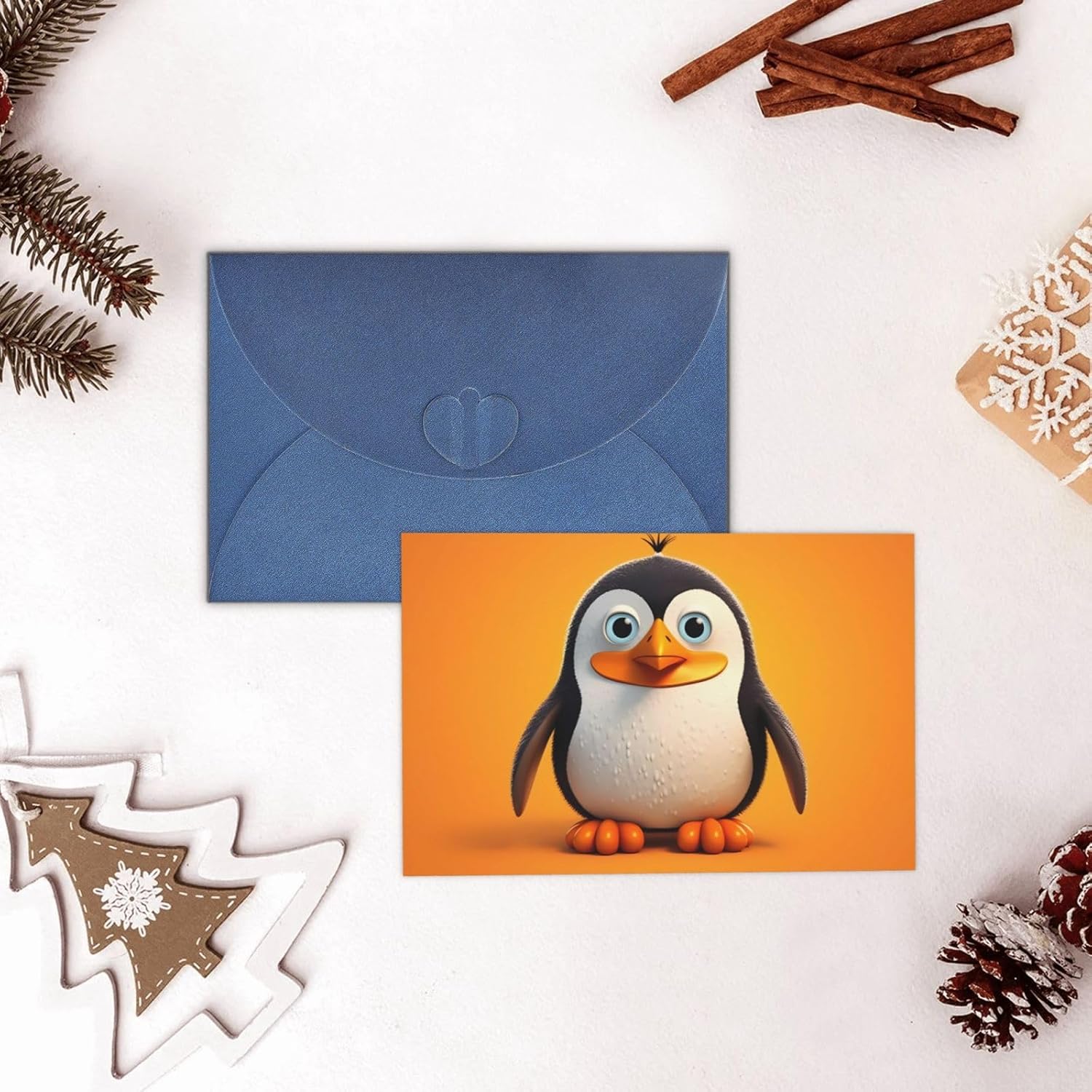 Blue Penguin Print Greeting Card 6x4 with Envelope