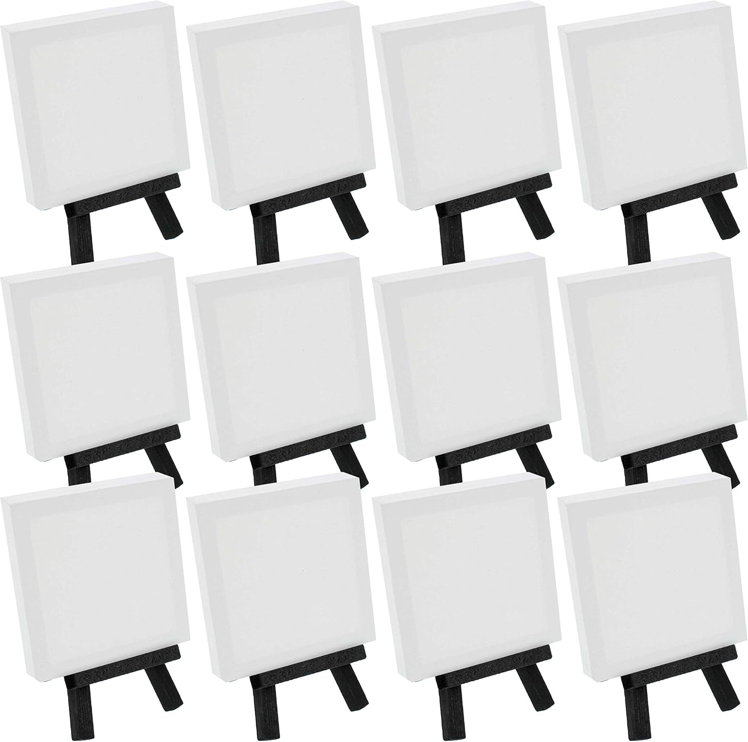 3 x 3 Stretched Canvas with 5 Mini Easel Kit 12 Pack