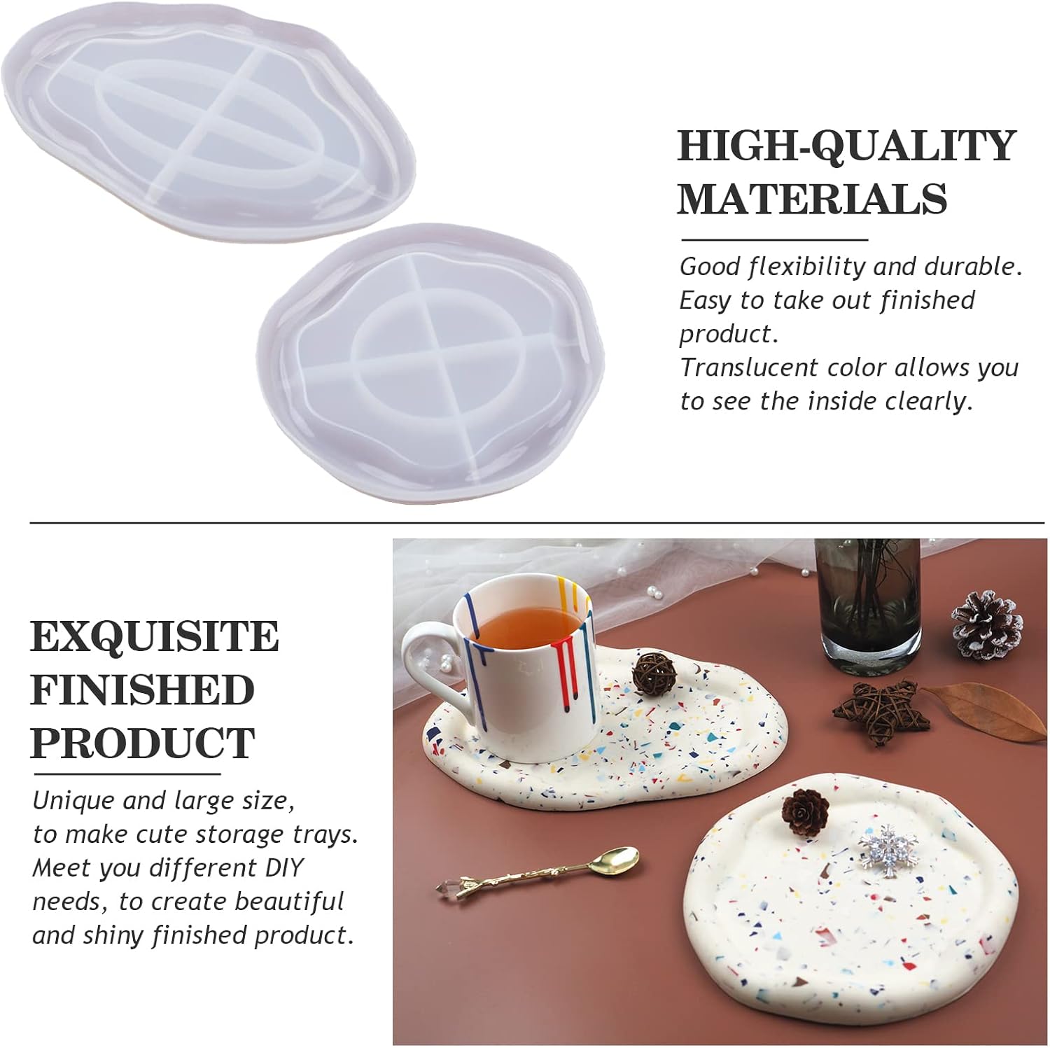 2PC Oval Round Silicone Mold for Resin Art Crafts