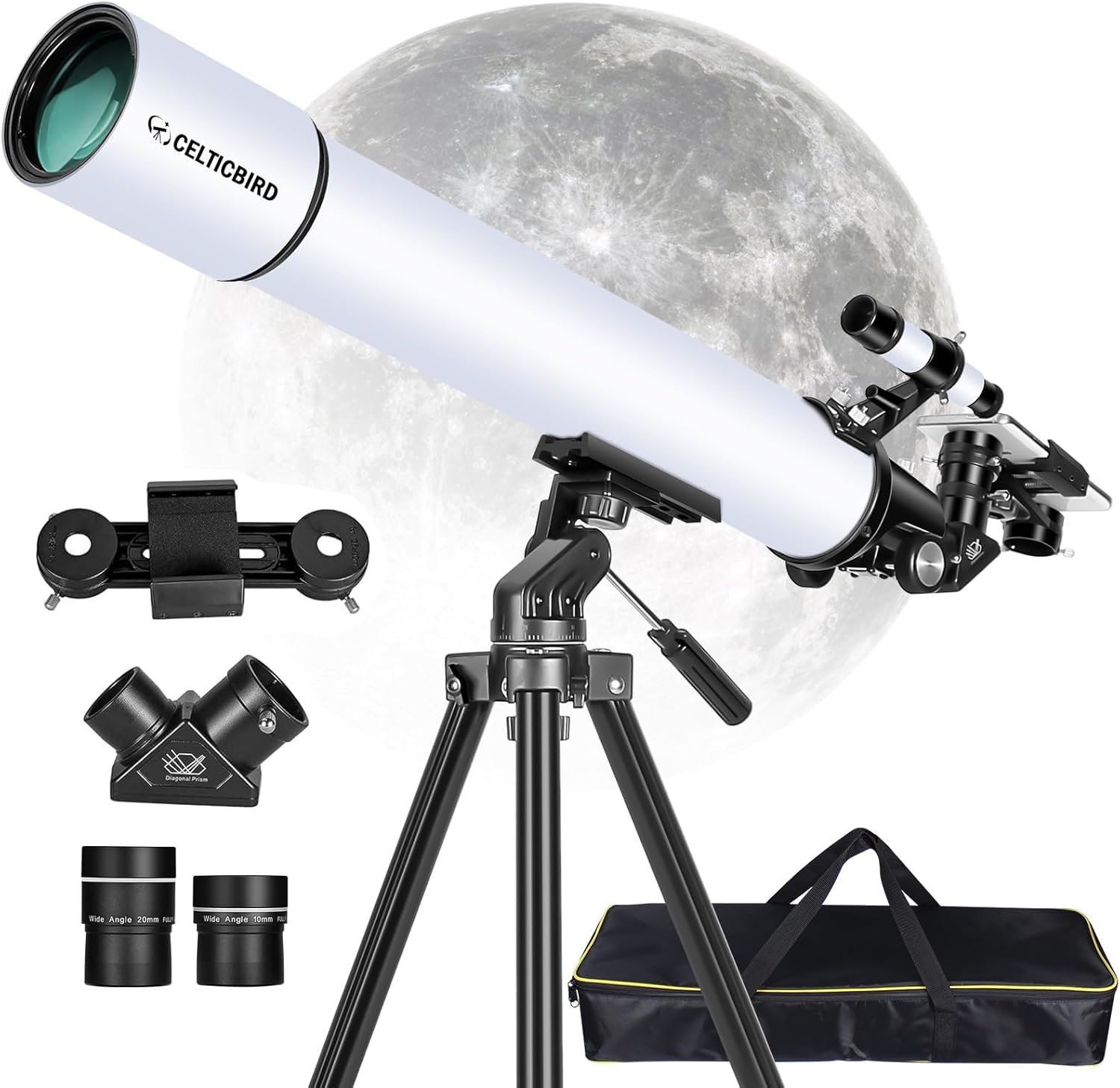 80mm Aperture Refractor Telescope with AZ Mount and Phone Adapter