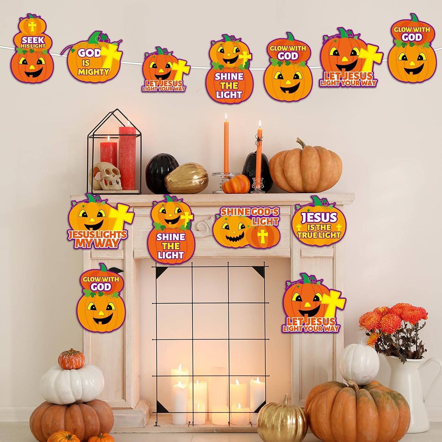 36PCS Halloween Christian Pumpkin Bulletin Board Decor Kit