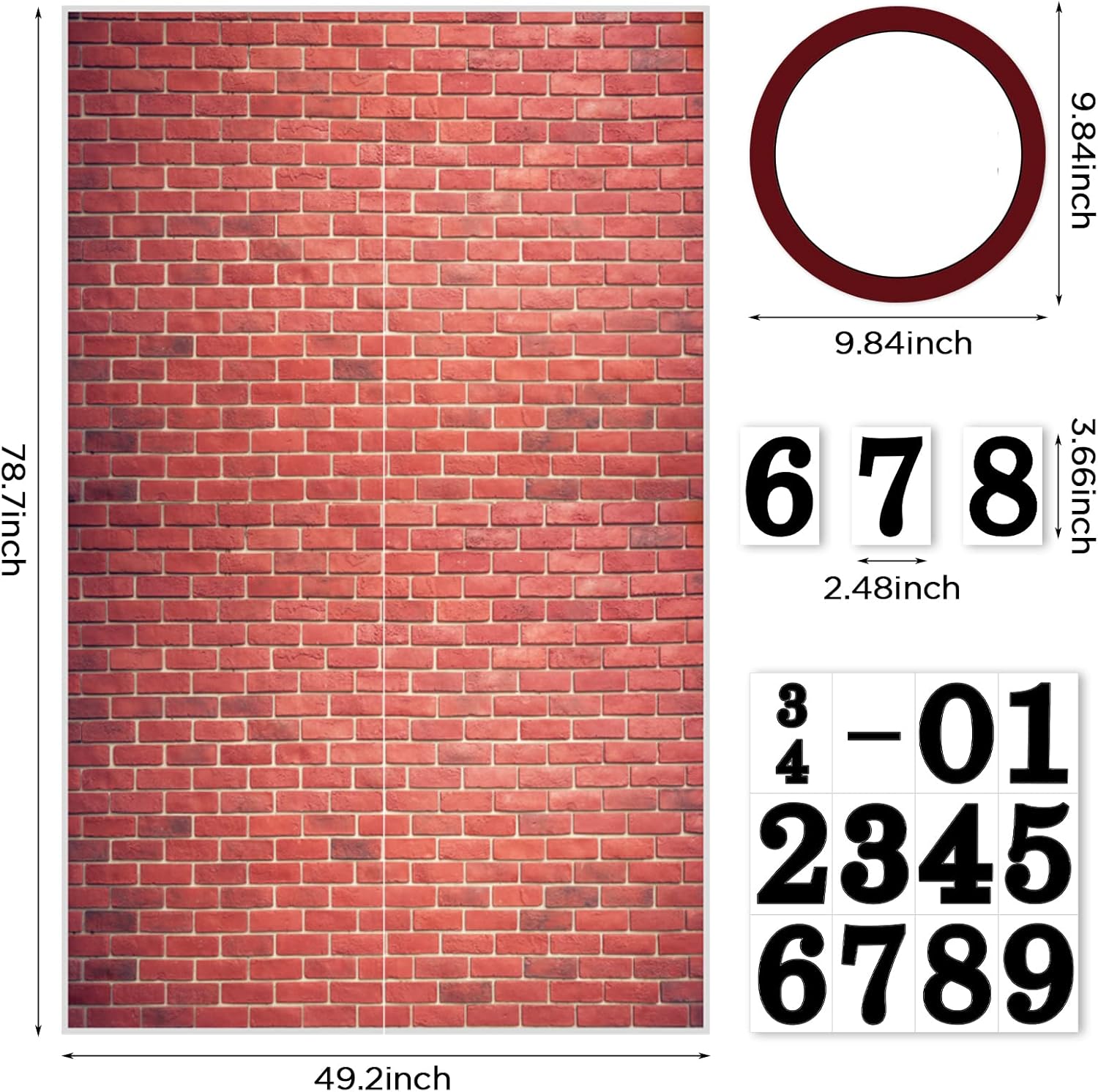 Red Brick Wall Party Backdrop with Door Numbers
