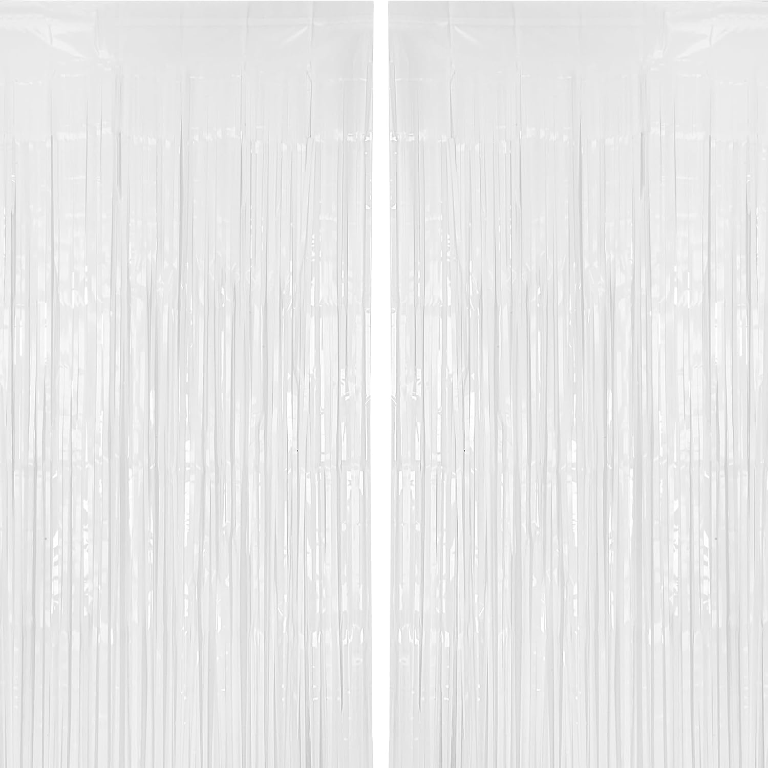 2 Pack White Tinsel Curtain Backdrop for Parties and Events