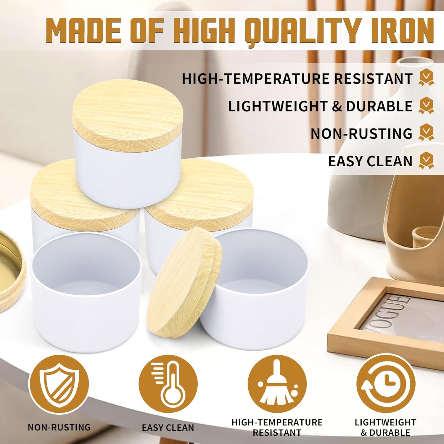 YJHSS 48-Pack Candle Jars with Metal Lids
