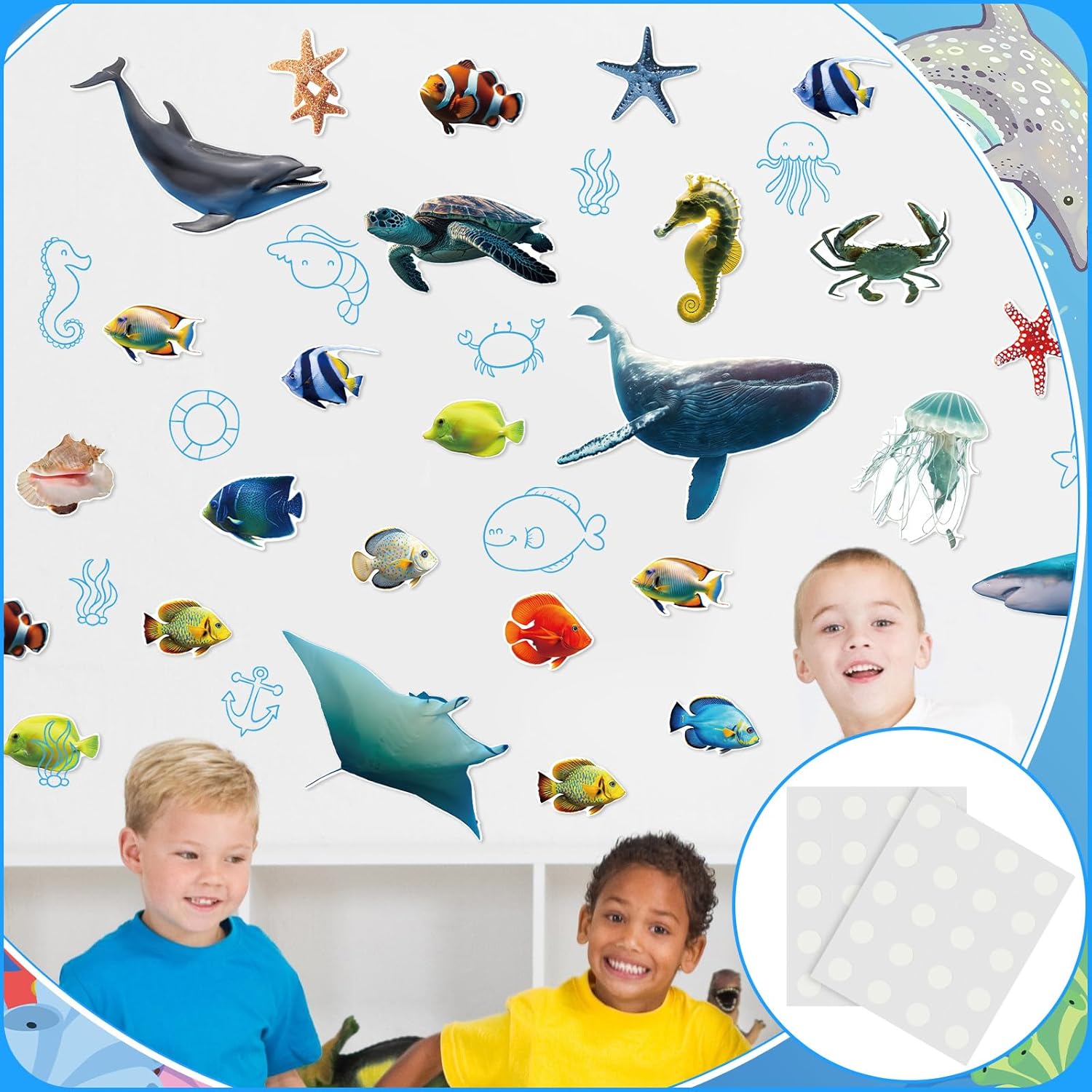 Fulmoon 62 Pcs Ocean Animal Cutouts Classroom Decorations