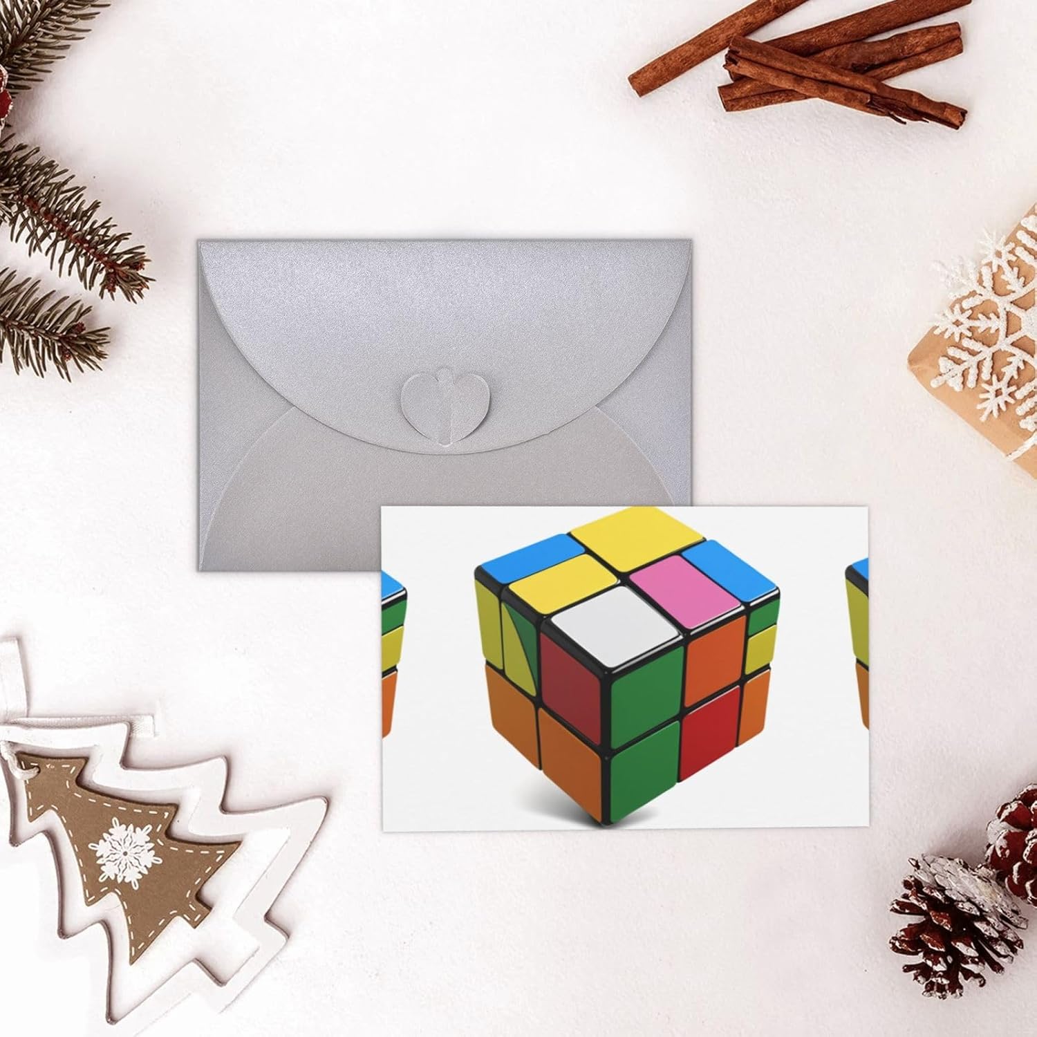 Gray Puzzle Rubiks Cube Pattern Greeting Card