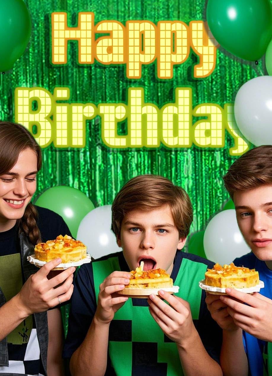 Ofisany Games Green Birthday Decorations 2 Pack