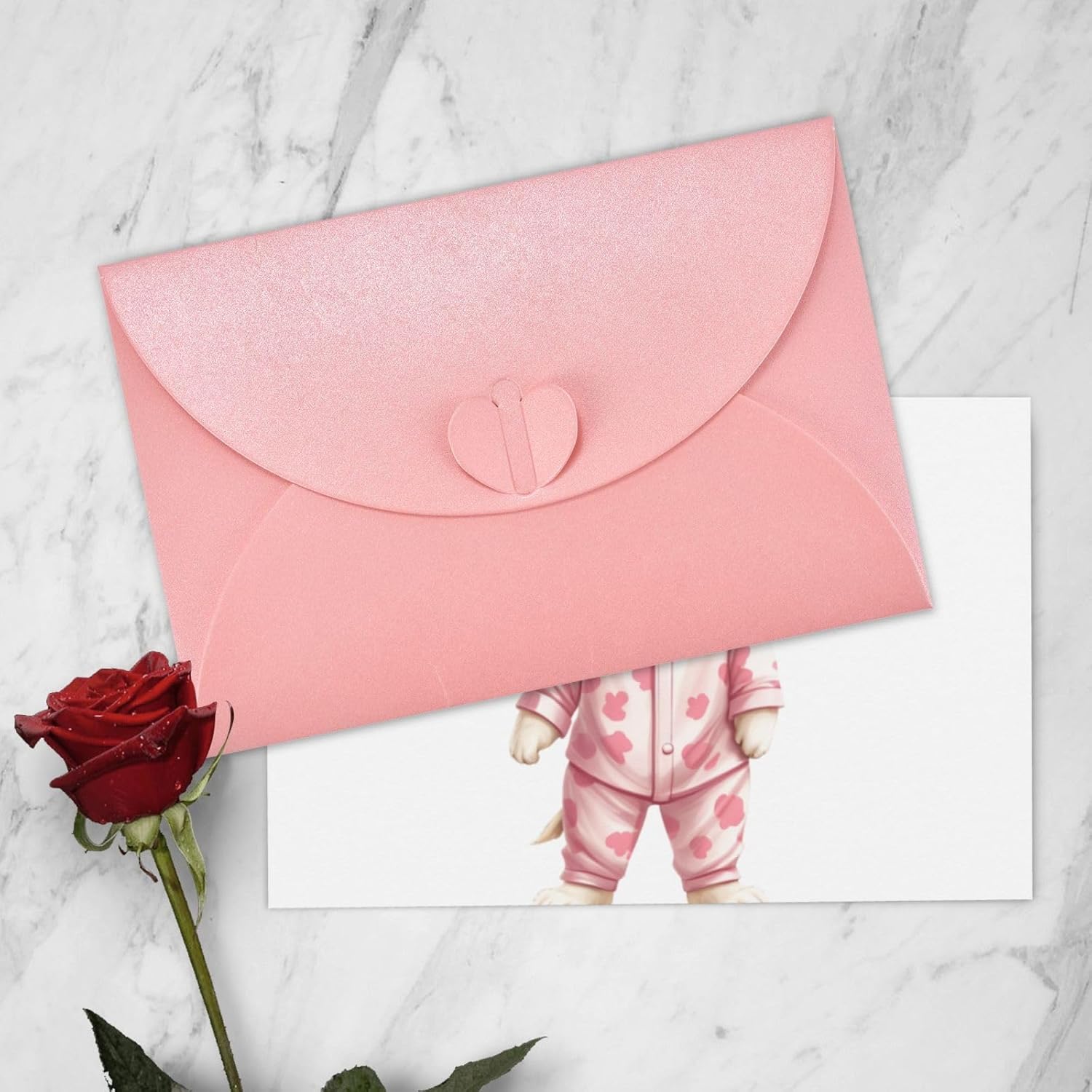 Pink Puppy in Pajamas Greeting Card for Christmas and Birthday