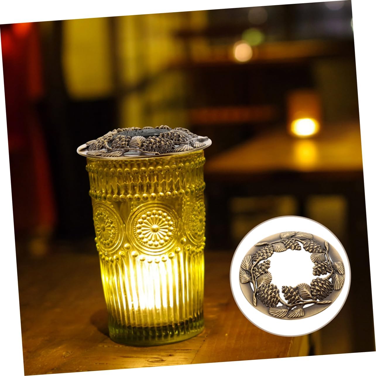 2Pcs Metal Candle Covers Hollow Antique Design for Jar Candles