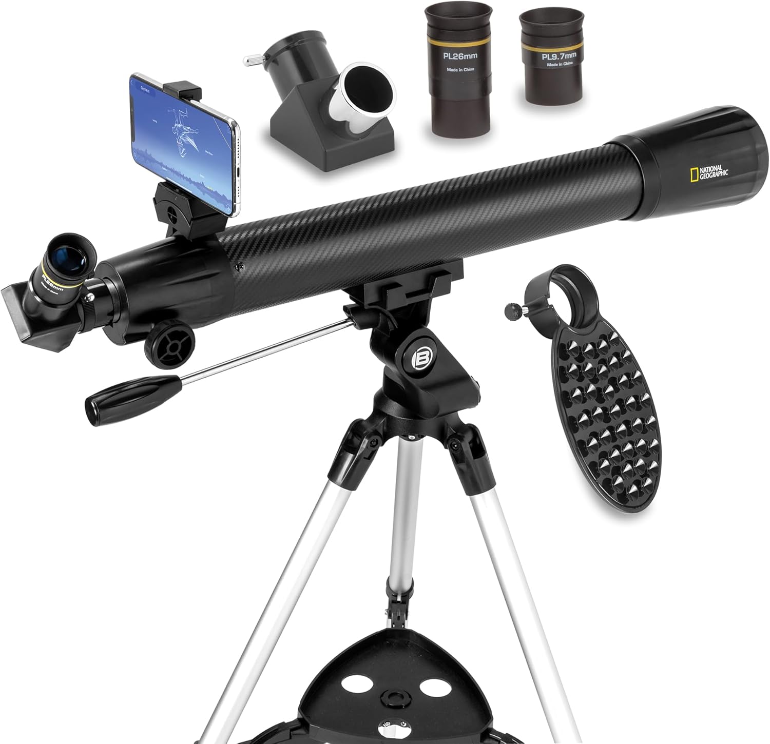 National Geographic 70mm Refractor Telescope with Astronomy App and Adjustable Tripod