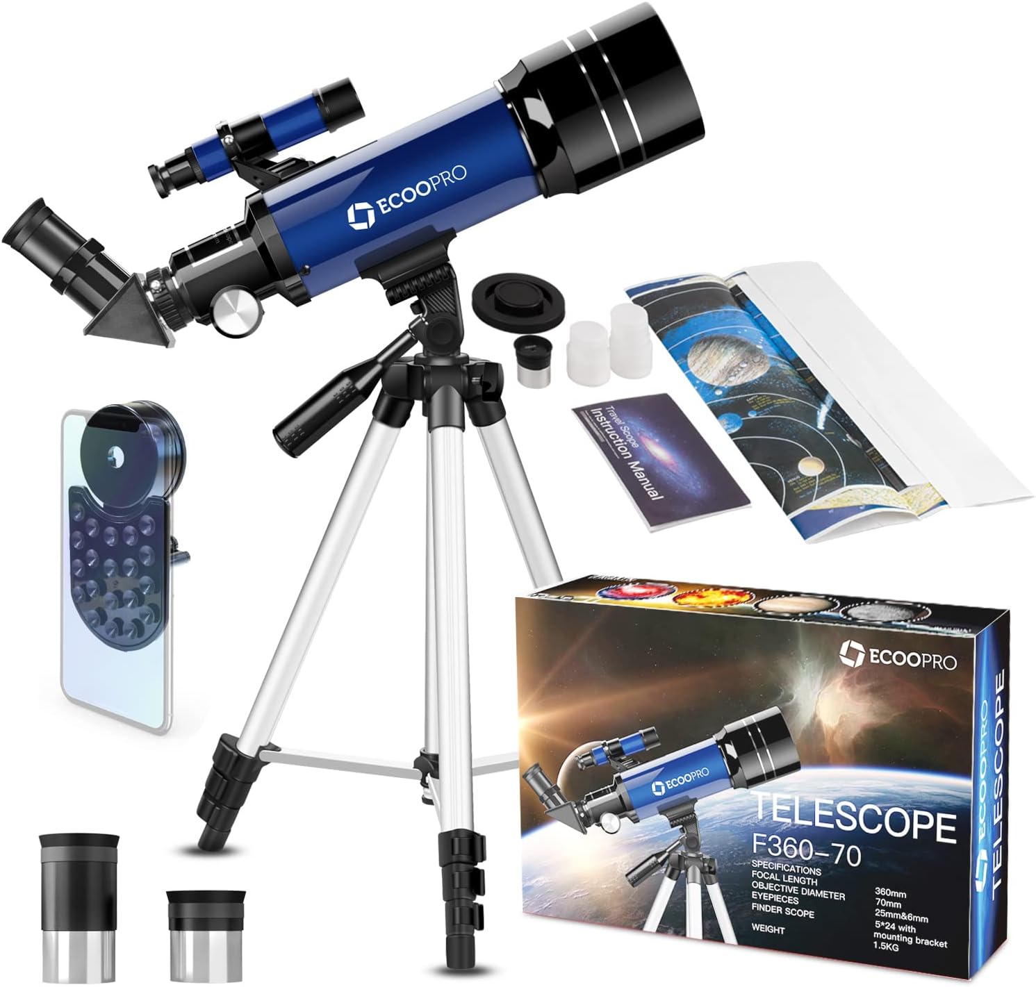 70mm Refractor Telescope for Kids and Beginners