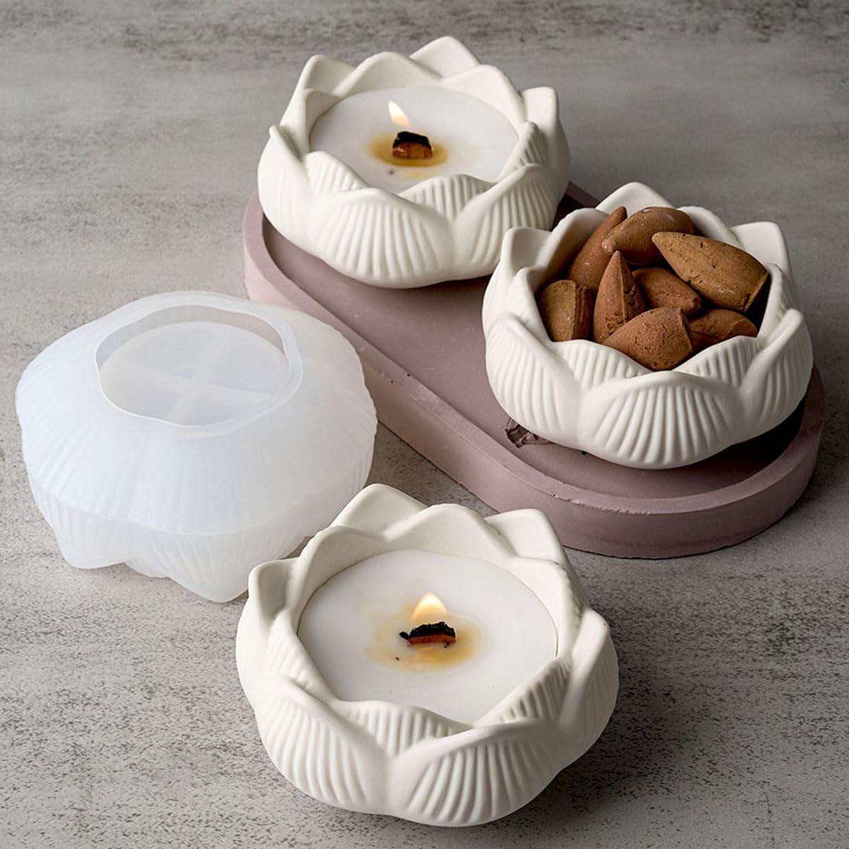 3D Lotus Candle Holder Silicone Mold for Crafting