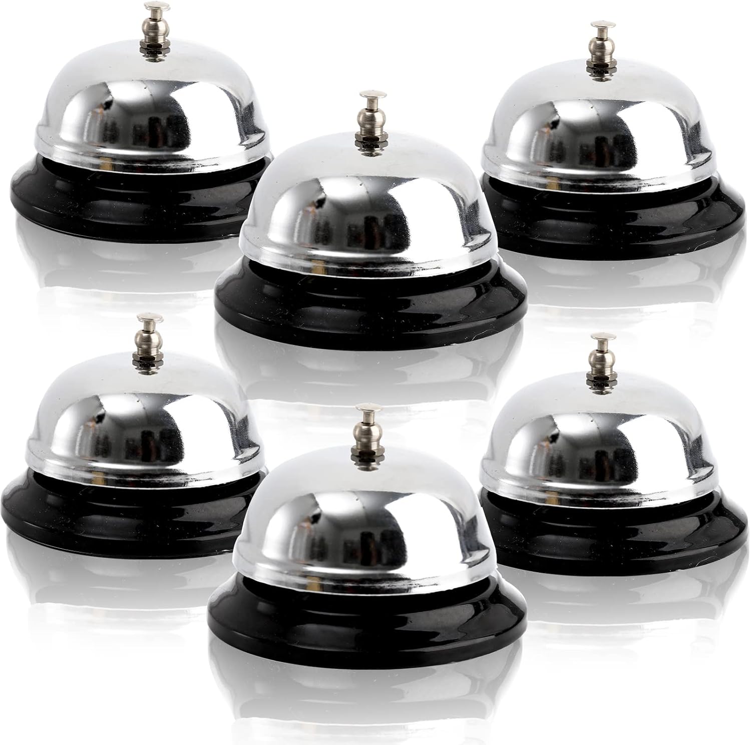 Fasmov 6 Pack 34 Inch Call Bells Chrome Finish Desk Bell