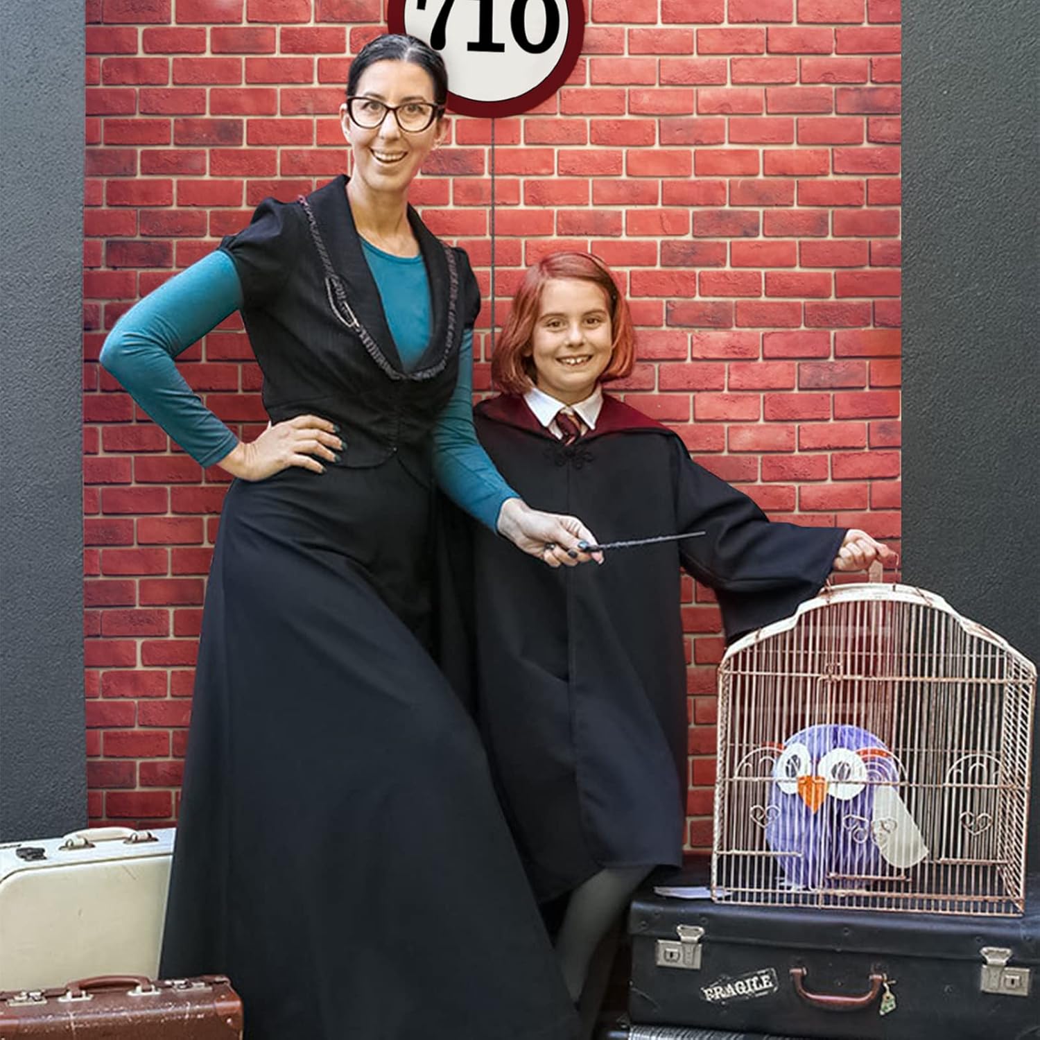 Red Brick Wall Party Backdrop with Door Numbers