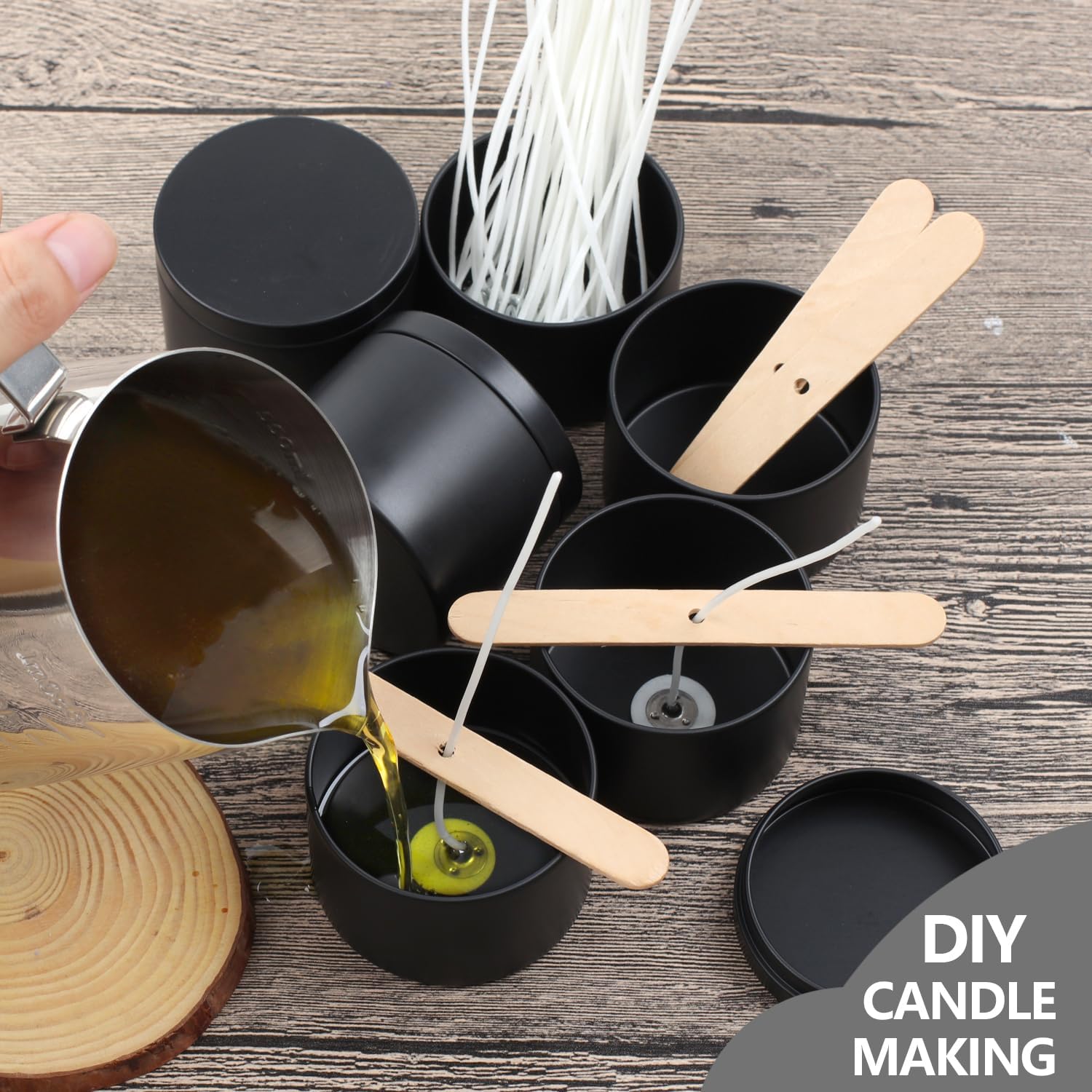 24 Pcs Black Candle Tins with Lids for DIY Candles