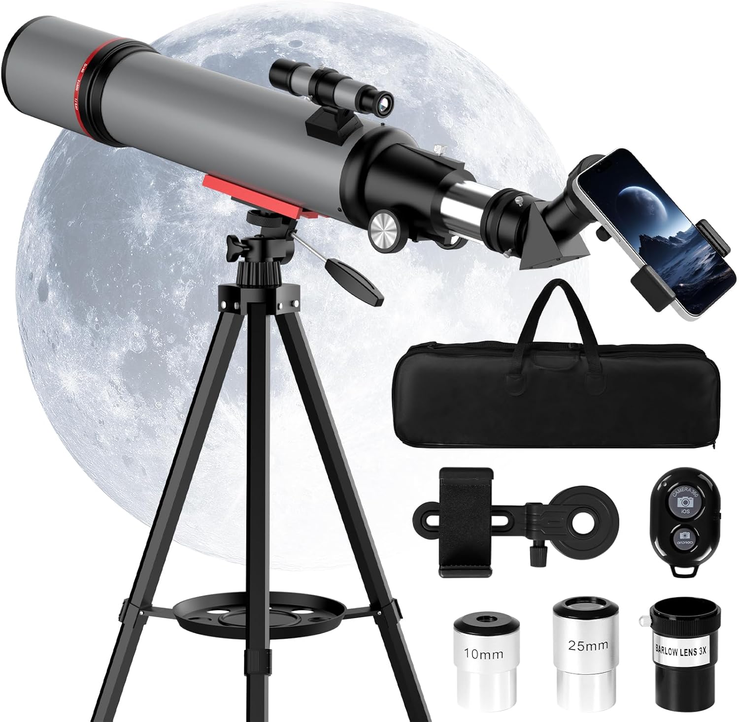 90mm Aperture Refractor Telescope for Moon Stars Observation