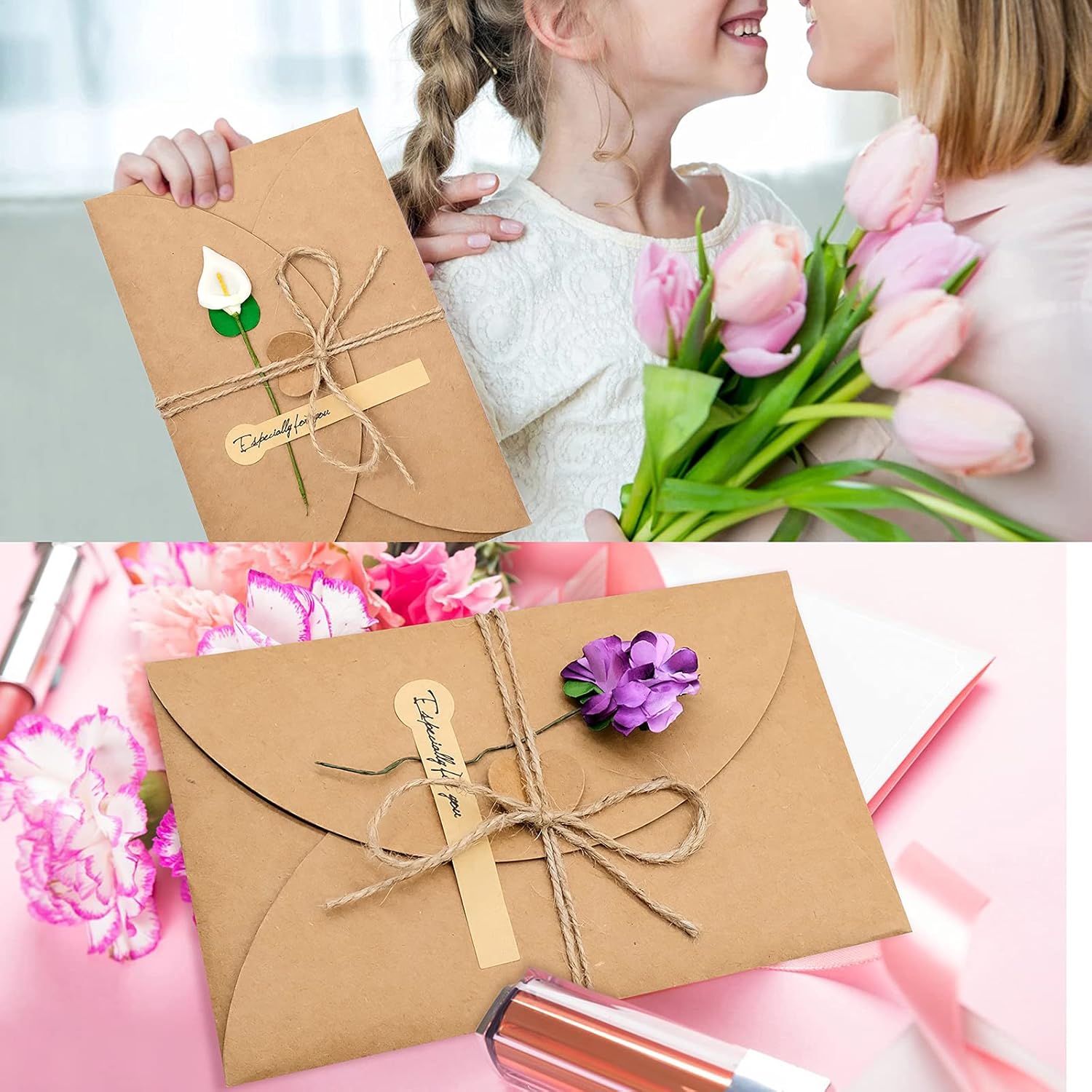 12 Pack Dried Flowers Greeting Cards with Envelopes