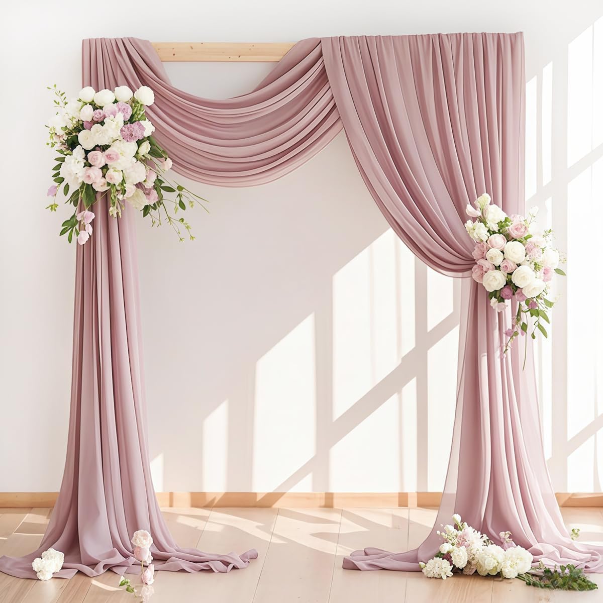 LINXTAR Wedding Arch Draping Fabric 30 x 6Y Dusty Rose Sheer Chiffon
