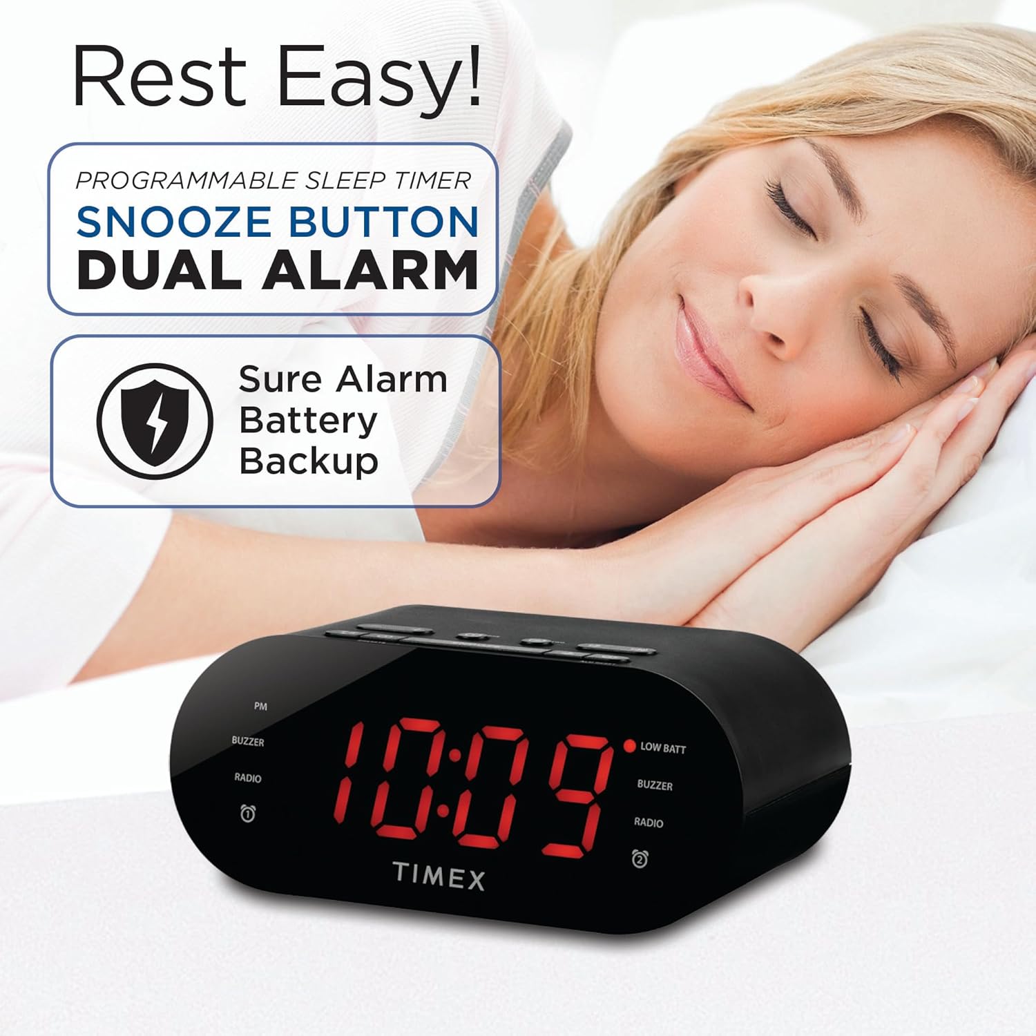 Timex T231G Dual Alarm Clock Radio with Display and Line-in Jack 1