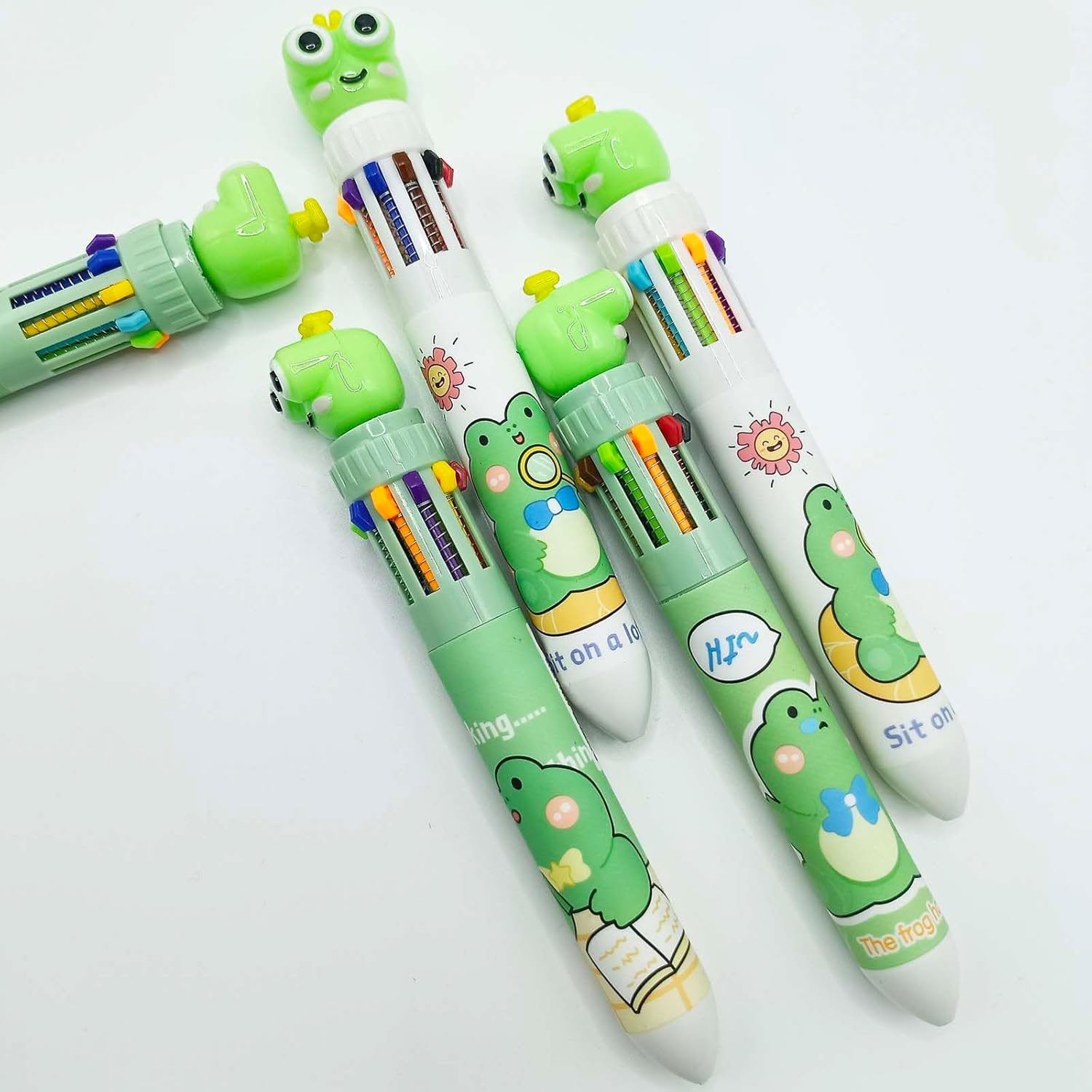 Cute Frog Multicolor Ballpoint Pens 5 Pack