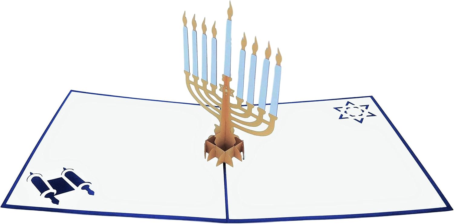 Hanukkah Menorah 3D Pop Up Card with Envelope