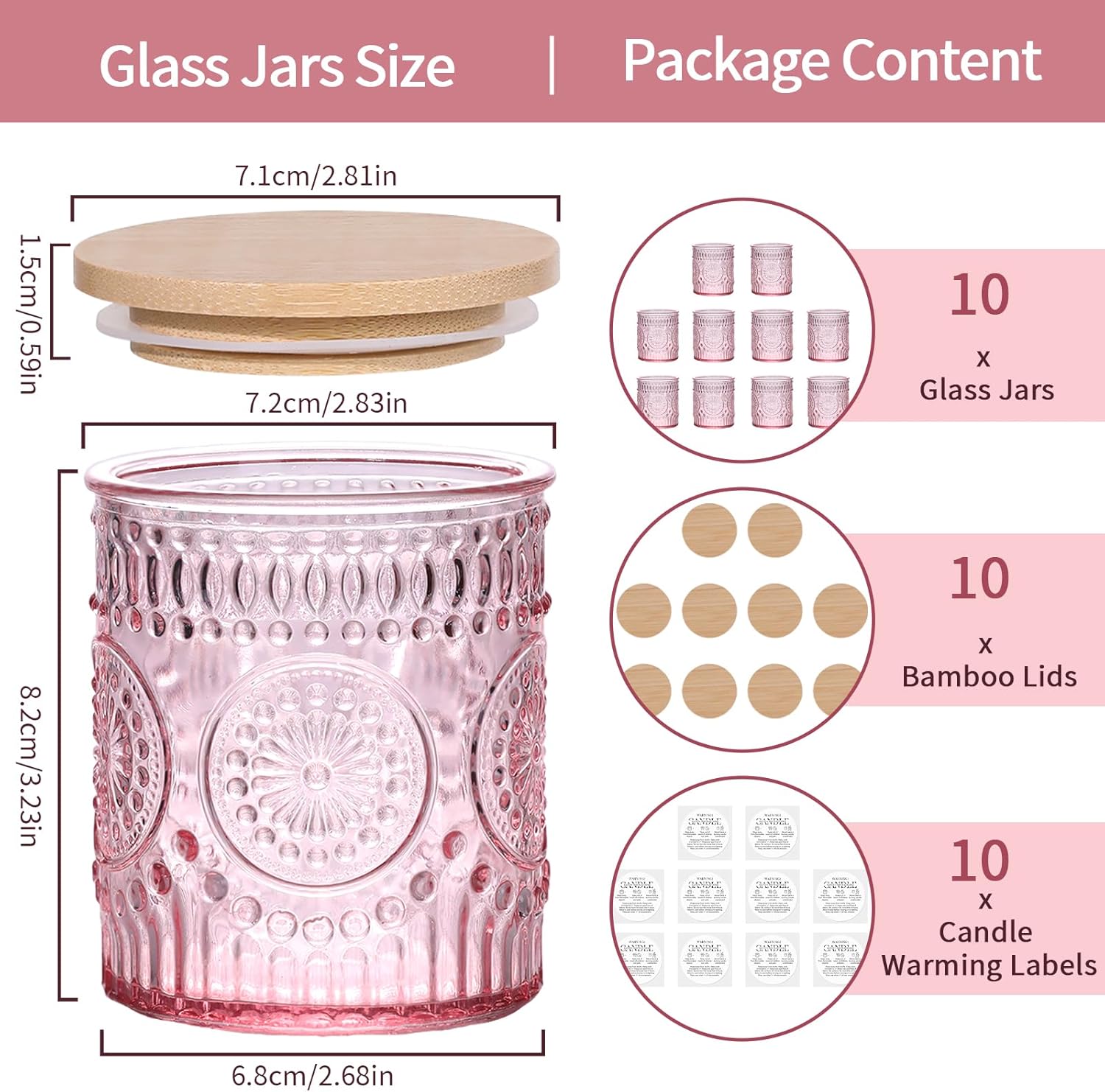 DARJEN 10 Pack Pink Candle Jars for DIY