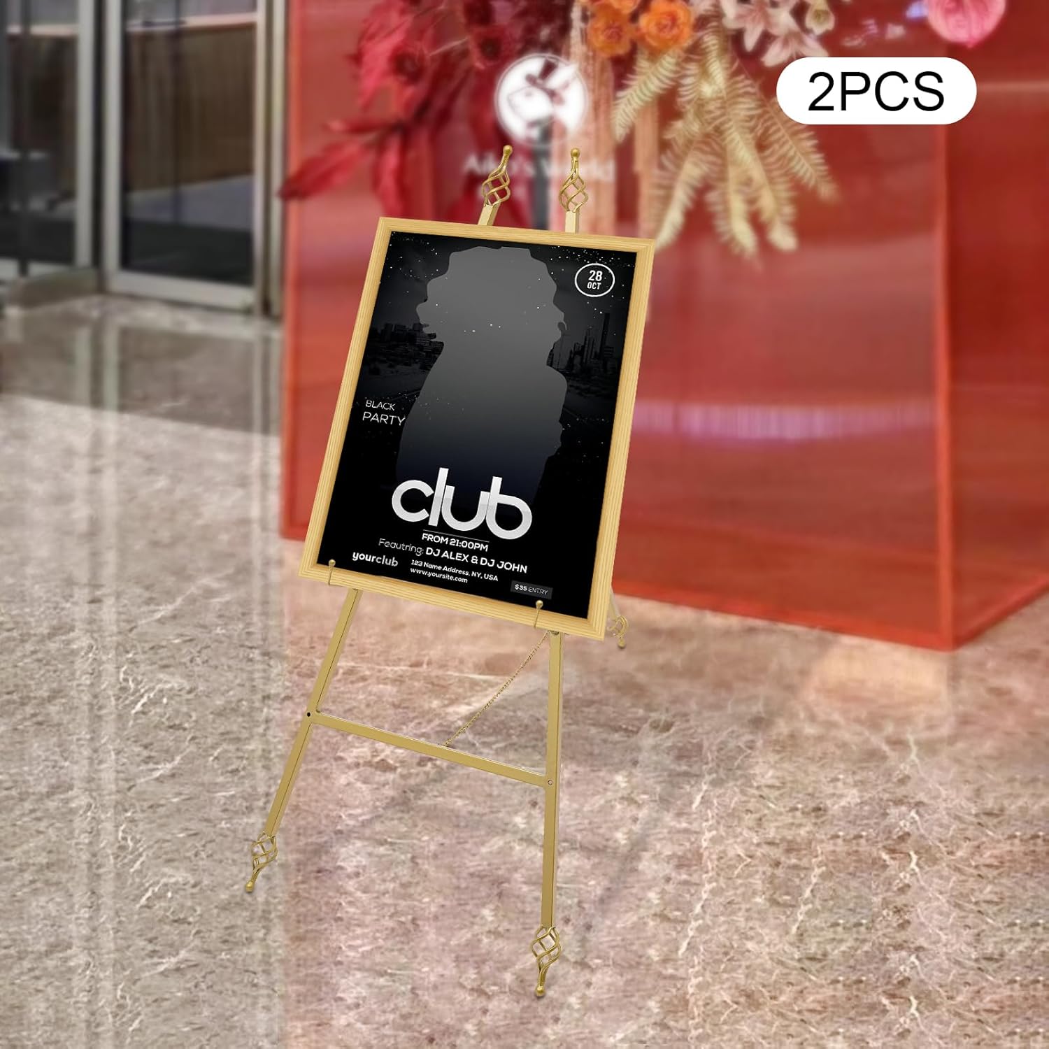 Lunumaos 43 Inch Adjustable Folding Display Easel Set