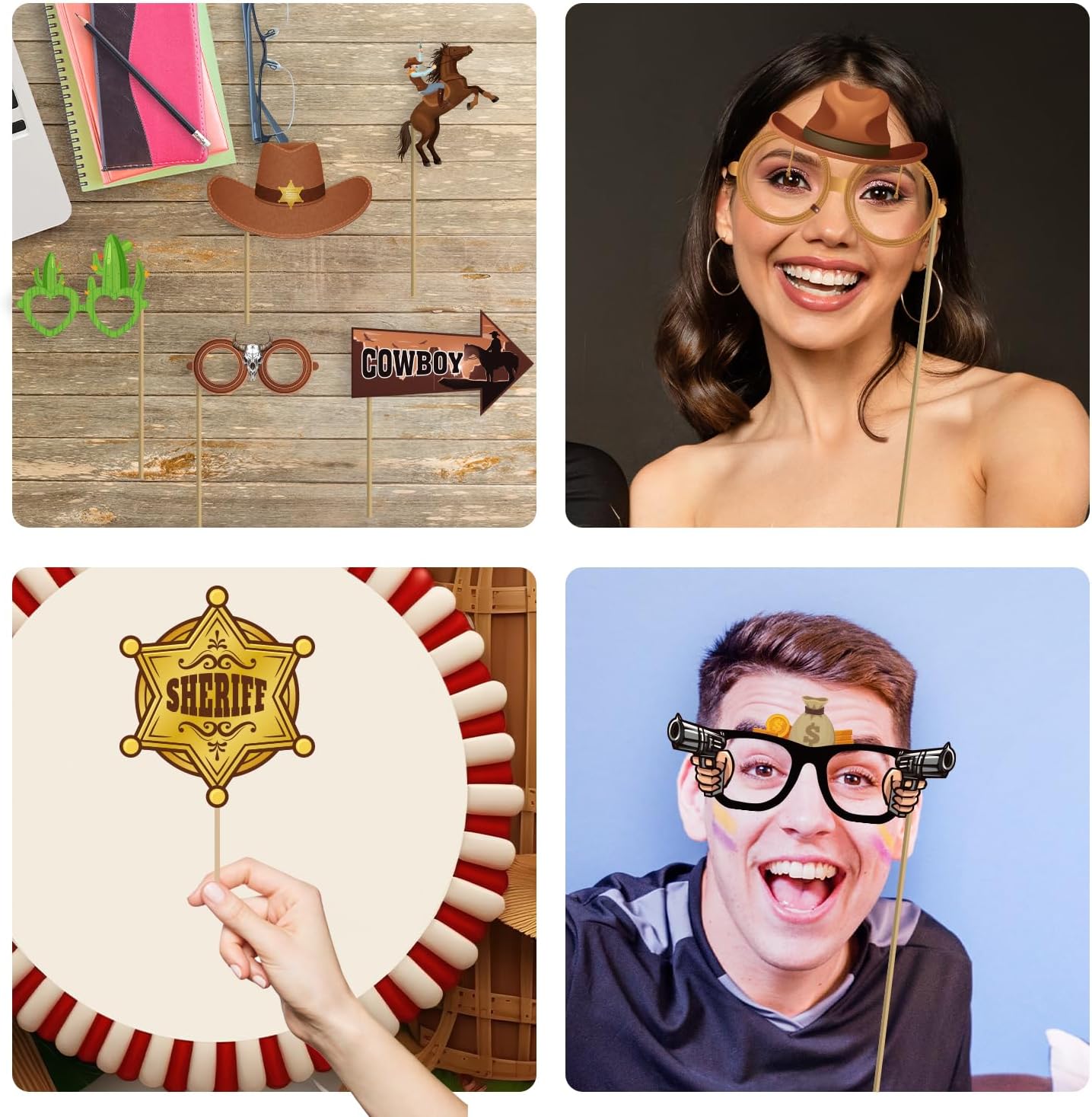 36Pcs Wild West Photo Booth Props for Party Decorations