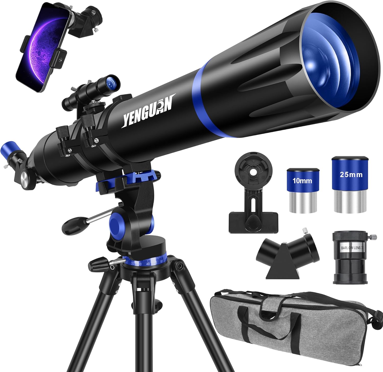 Yenguan 90mm Aperture Telescope with Tripod and Phone Adapter