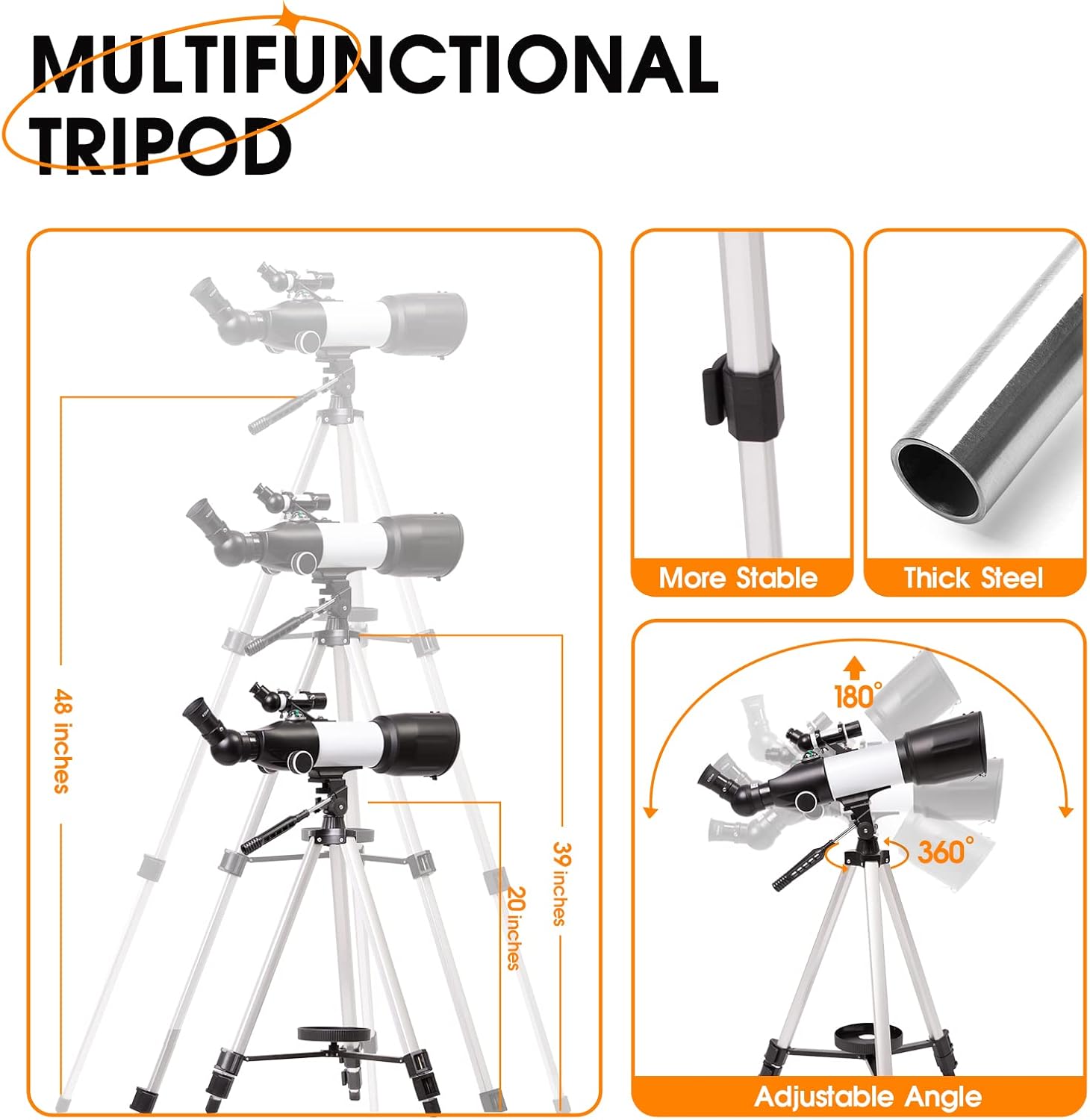 YUANZIMOO 70mm Refractor Telescope with Tripod and Remote