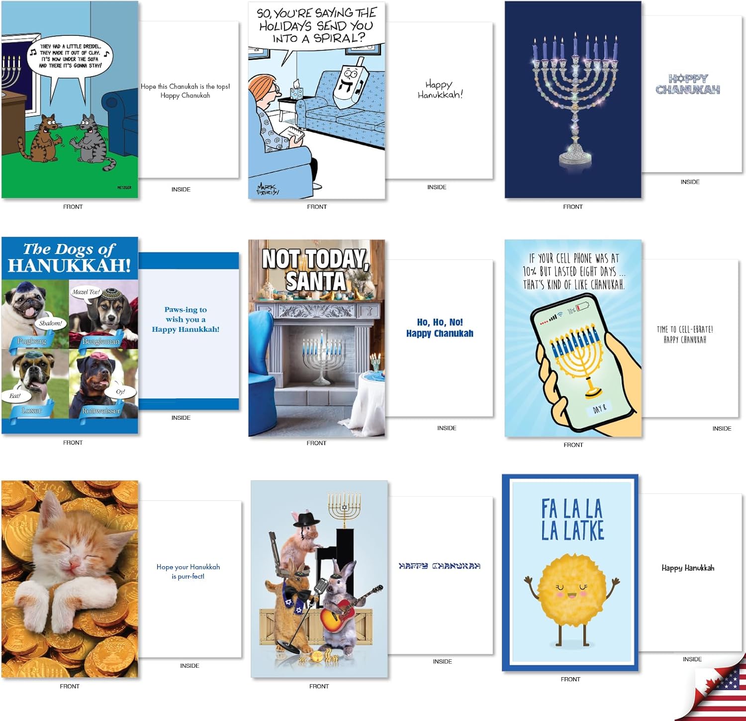 NobleWorks 36 Funny Chanukah Greeting Cards with Envelopes