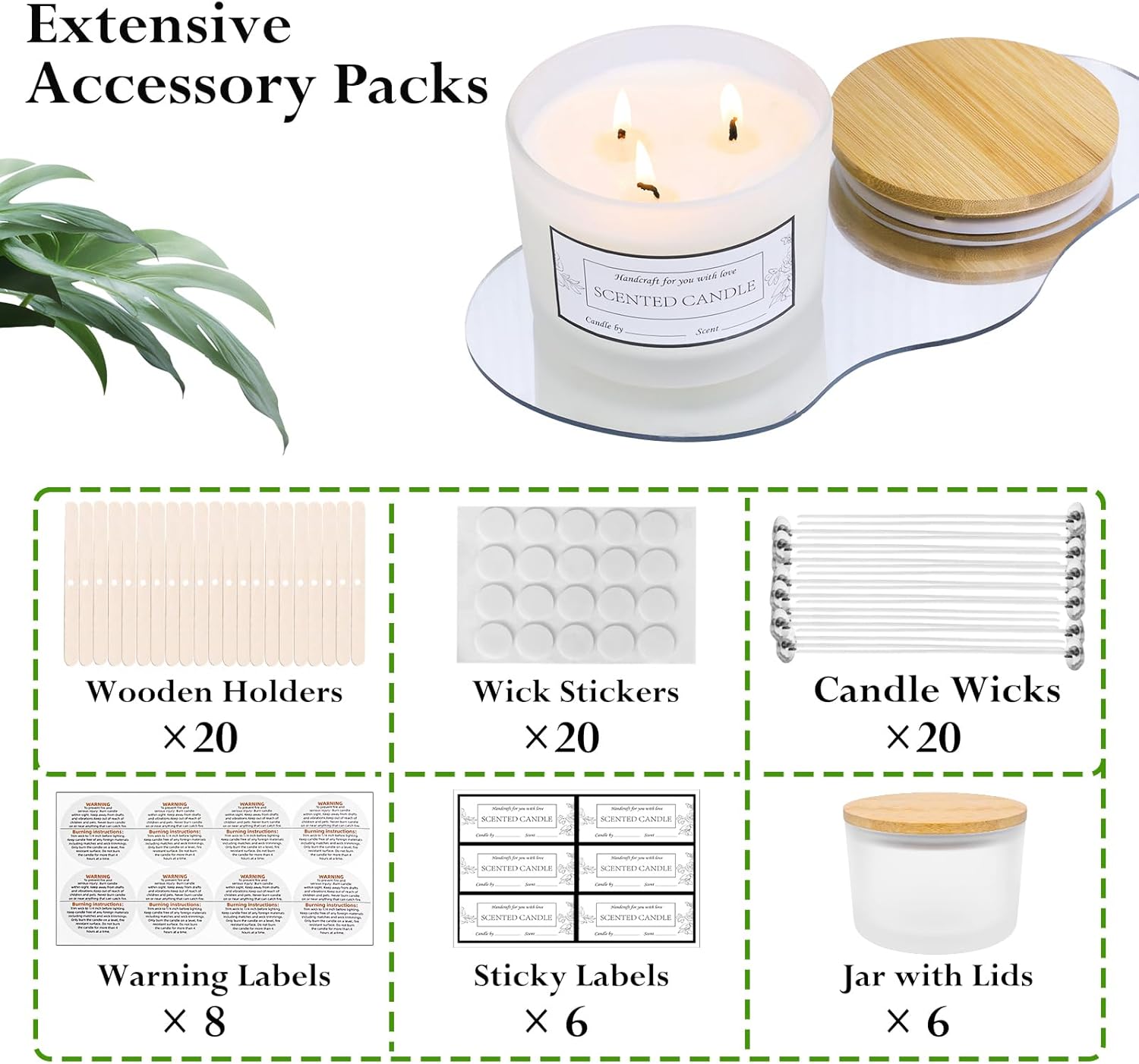 CONNOO 6-Pack 16 oz Candle Jars with Bamboo Lids