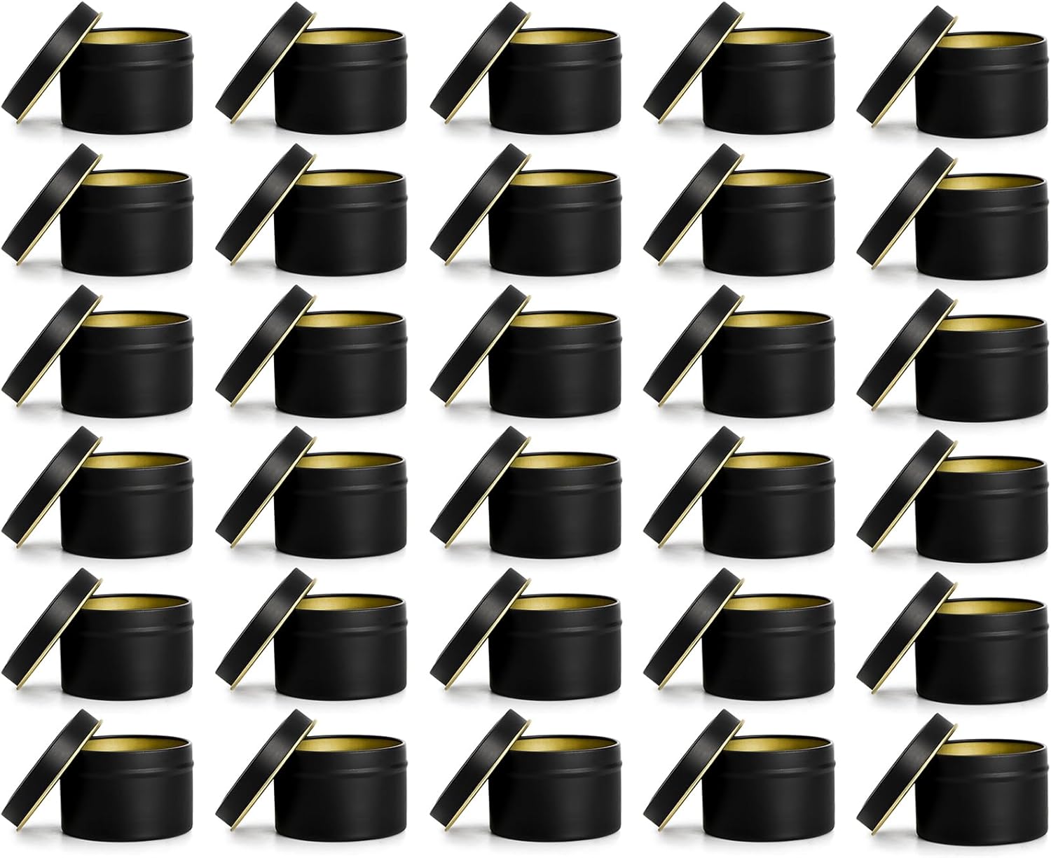 ZEAYEA 30 Pack 4oz Candle Tins with Lids Black