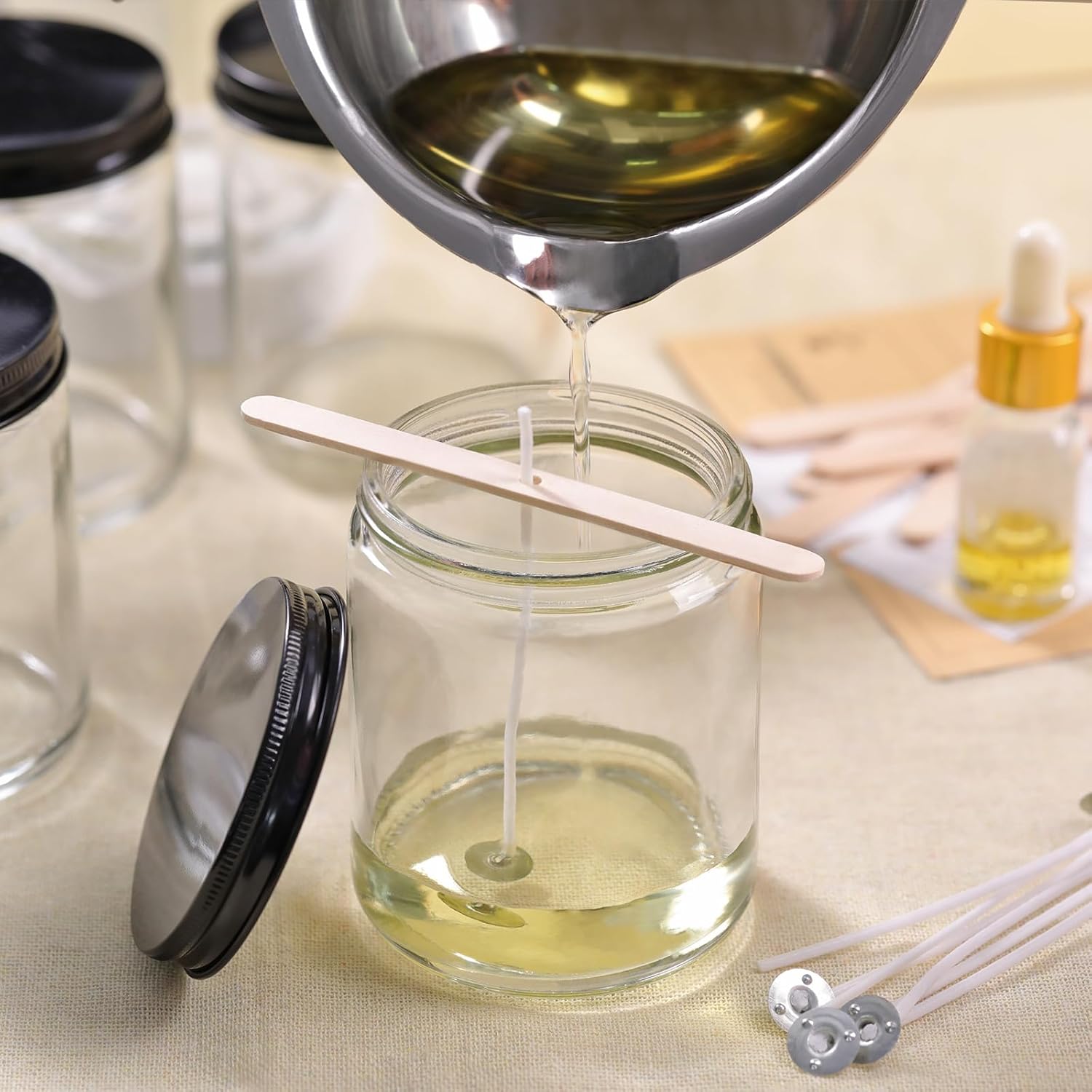 HAVITI 12-Piece Candle Jar Set with Lids and Wicks