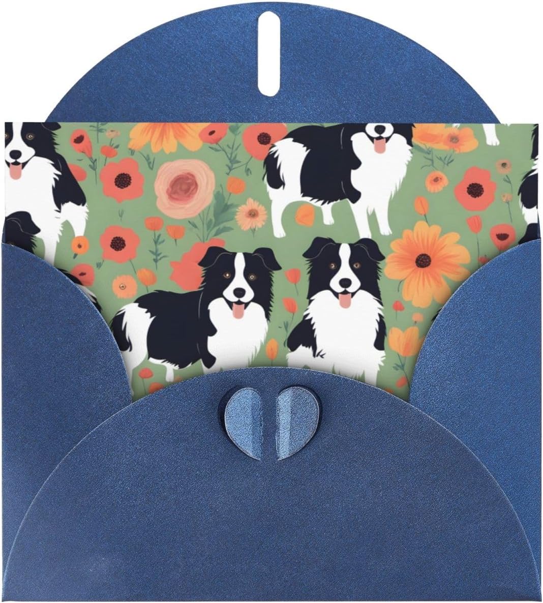 Blue Border Collie Florals Greeting Card 6x4 Inch