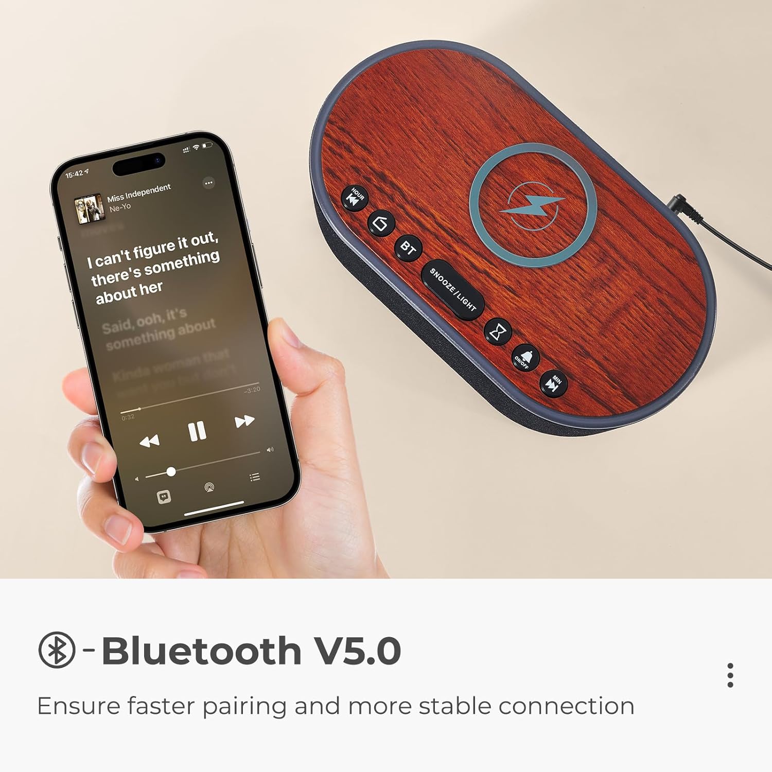 Uscce Alarm Clock with Bluetooth FM Radio and 10W Speaker