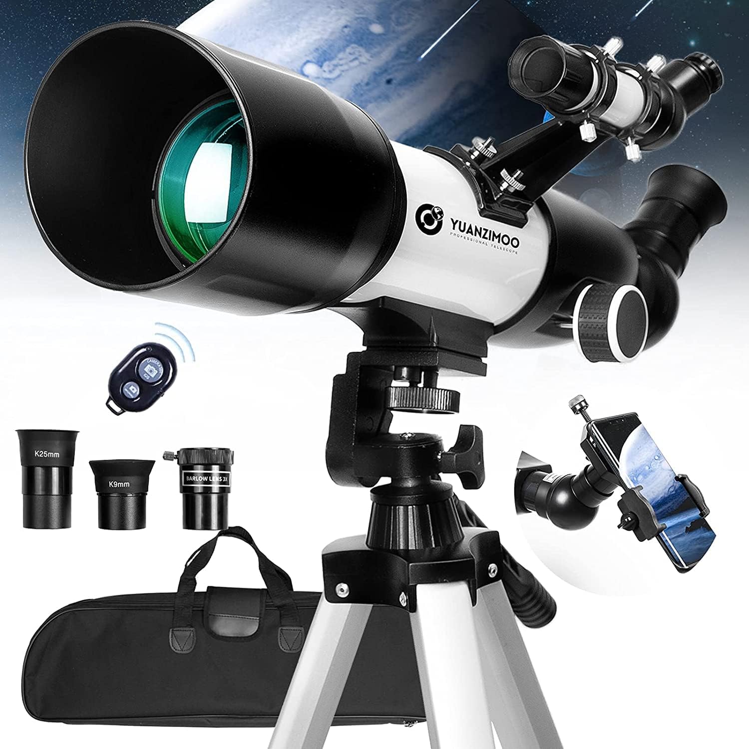 YUANZIMOO 70mm Refractor Telescope with Tripod and Remote