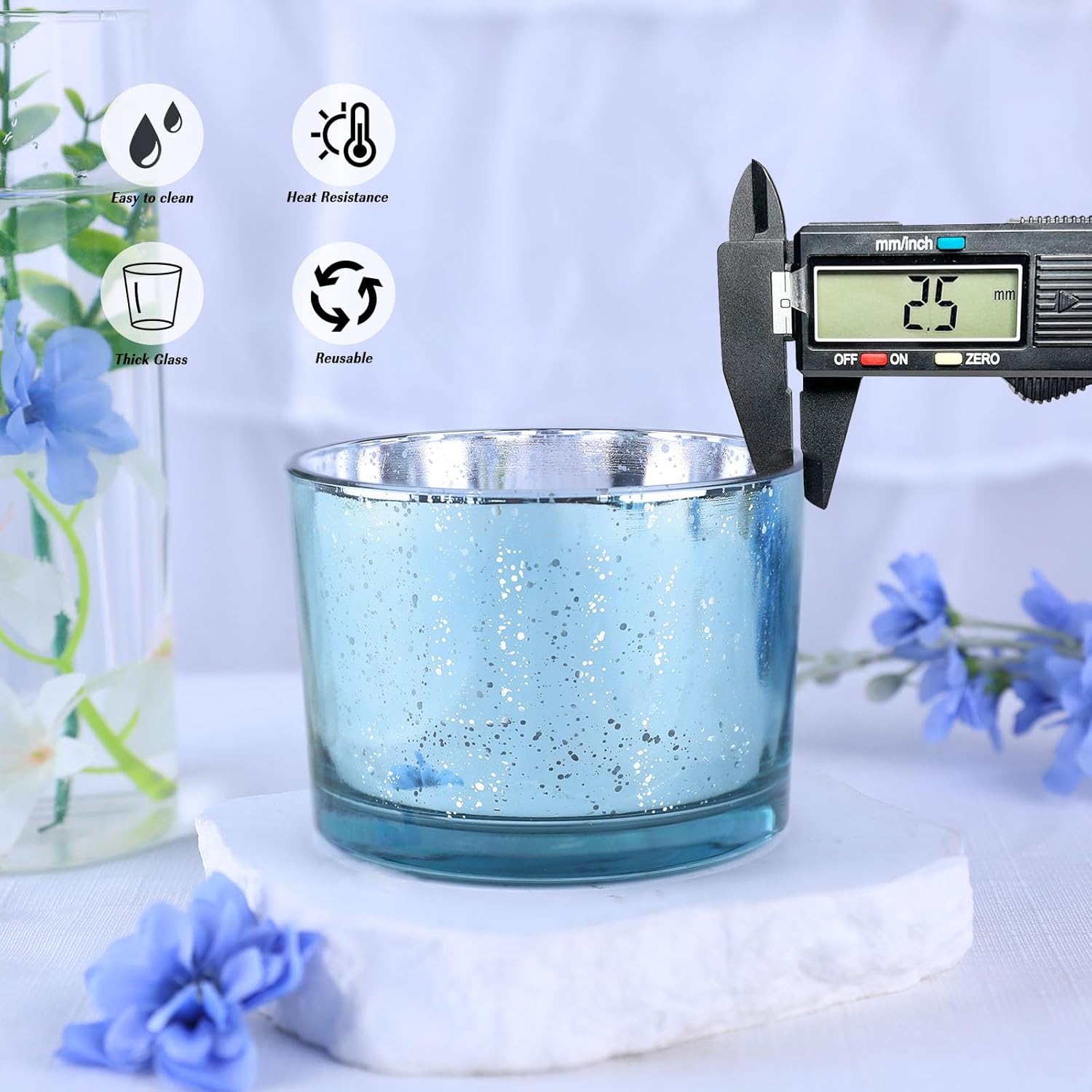 Simeitol 6pc 16oz Blue Candle Jars with Lids