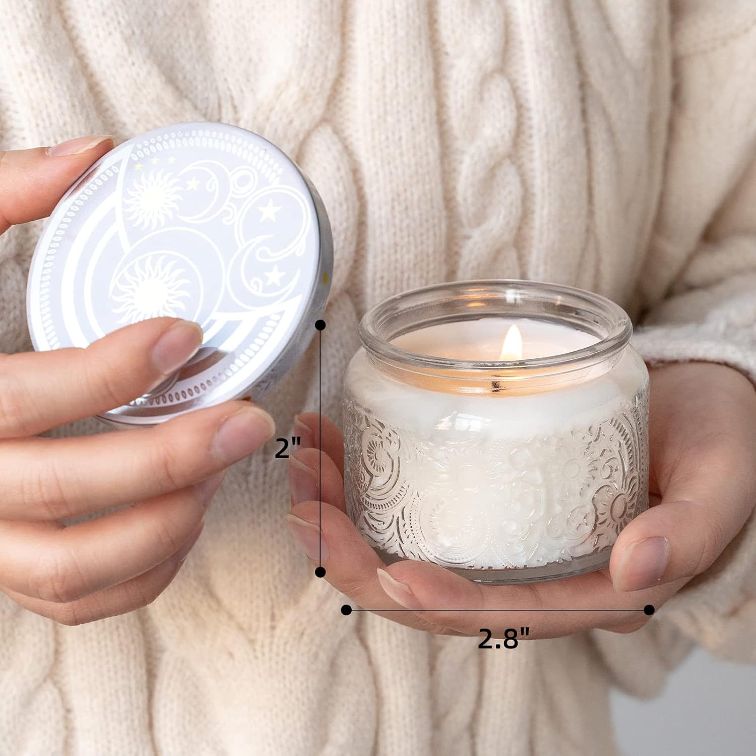 18-Pack 4oz Embossed Glass Candle Jars with Lids and Labels