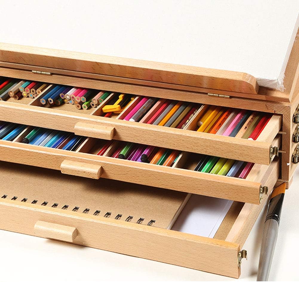 Red Beech Three-Layer Drawing Easel with Storage Box