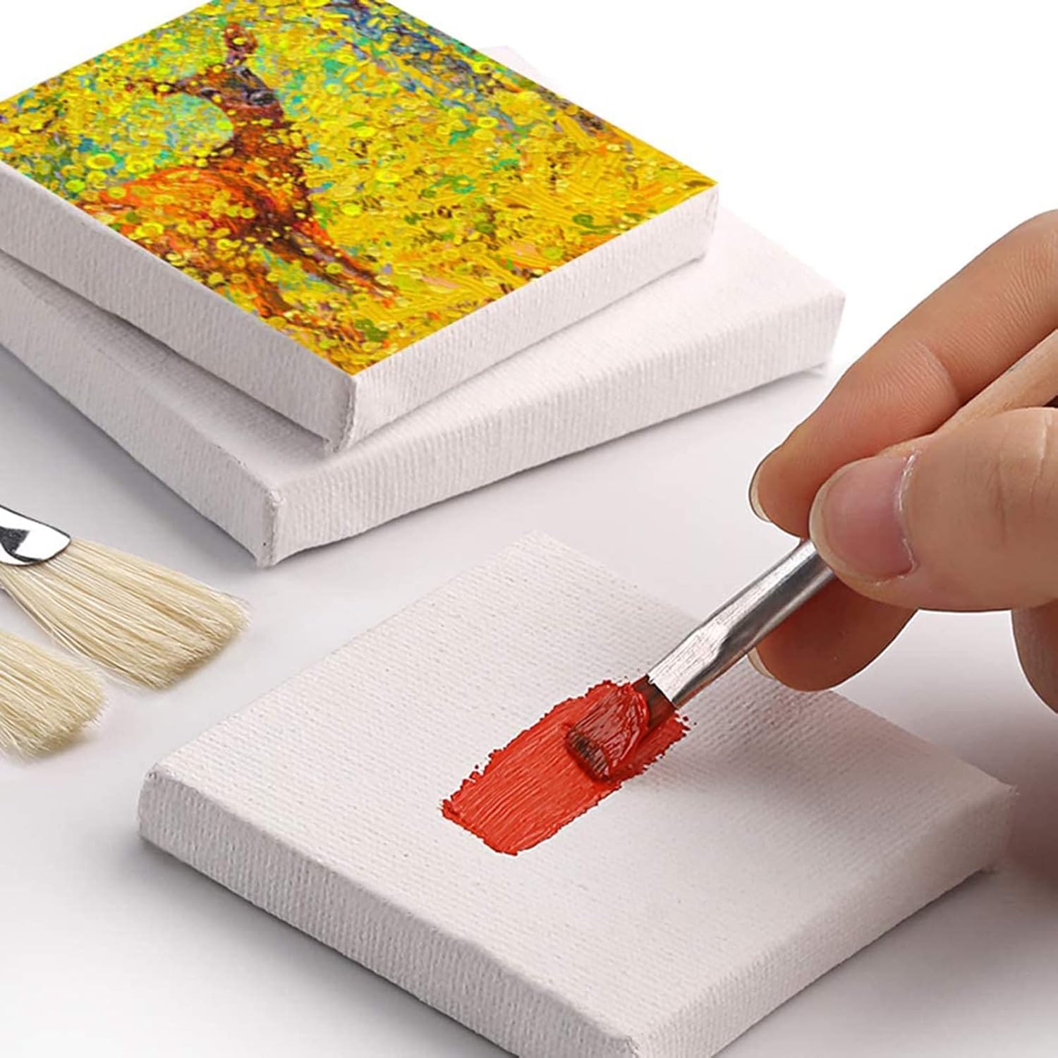 Tosnail 24-Pack Mini Canvas and Easel Set