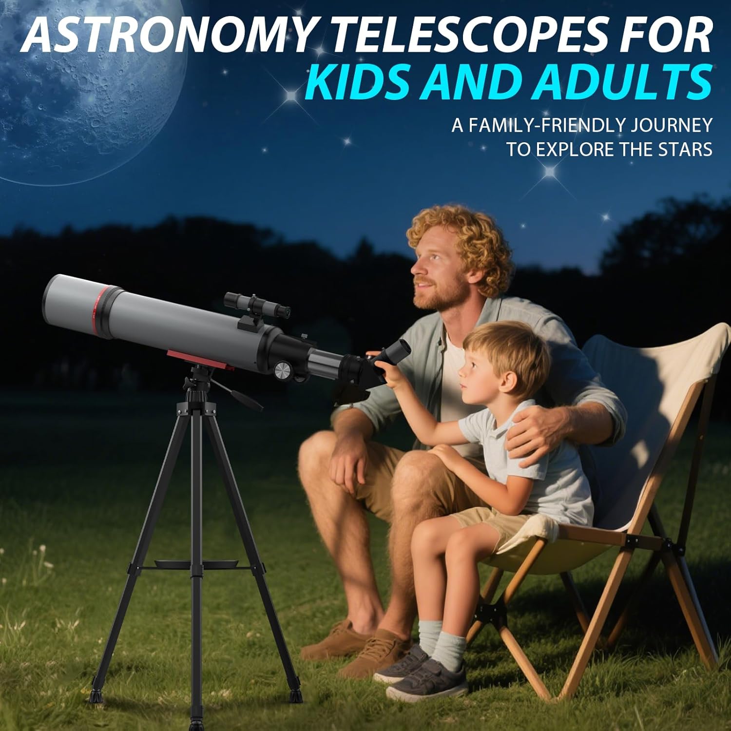 90mm Aperture Refractor Telescope for Moon Stars Observation