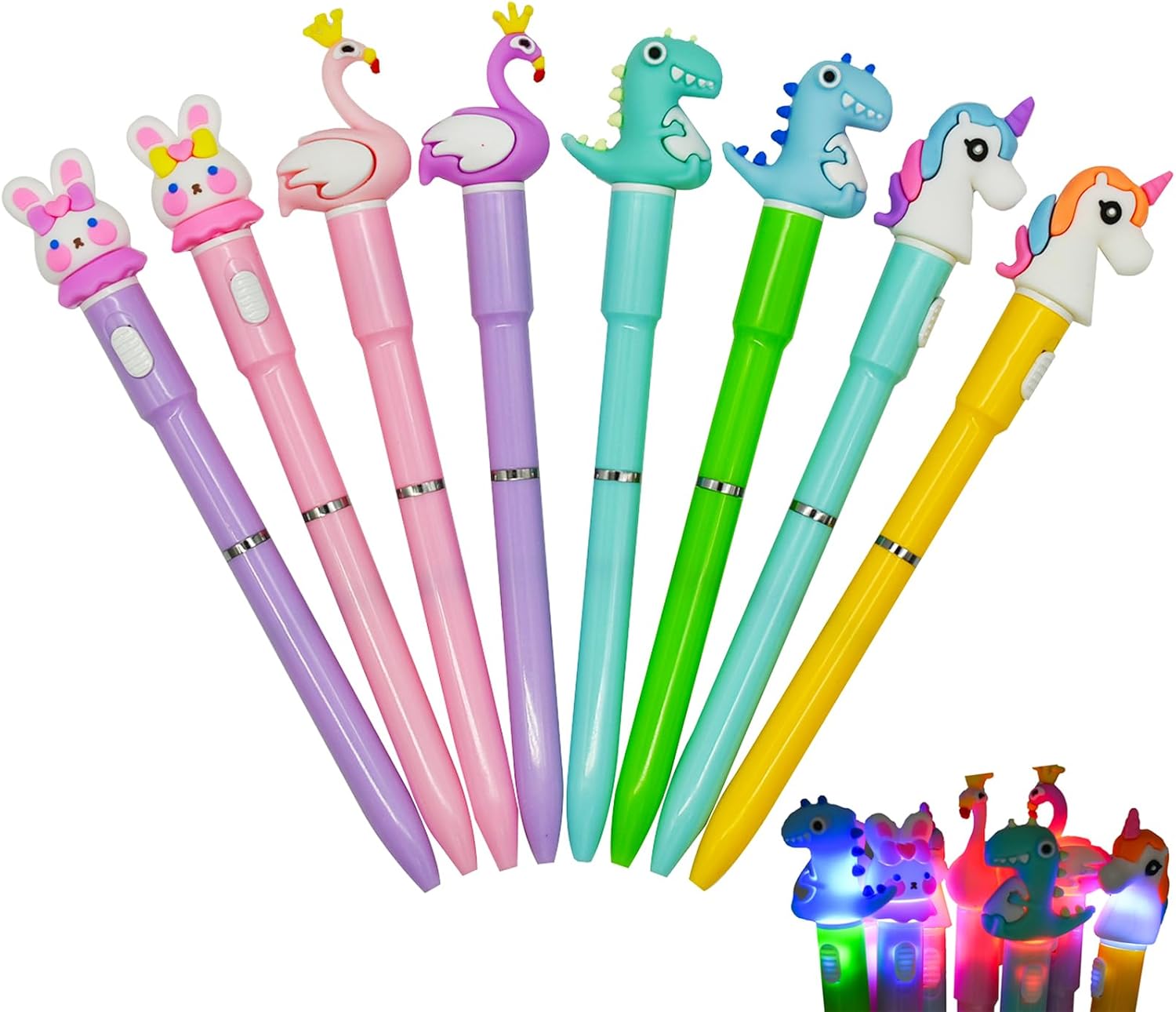 Maydahui 20 Pcs Luminous Animal LED Light Pens