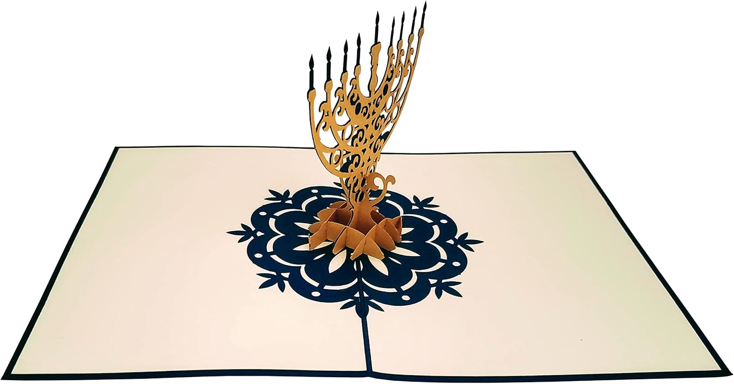 Elegant Hanukkah 3D Pop Up Card with Envelope